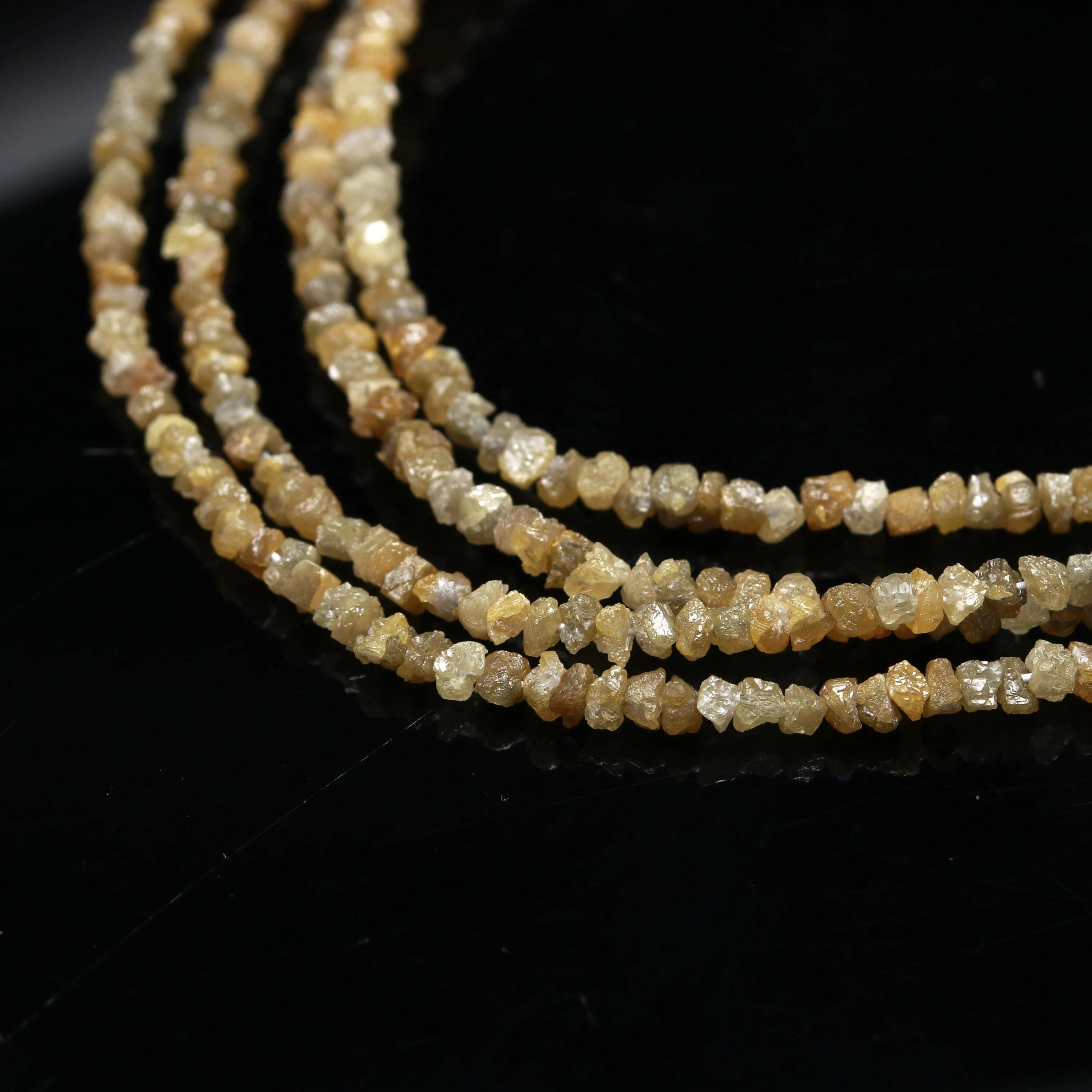 16 inch Strand Natural Raw Rough Diamond Beads Yellow Light Green Beads