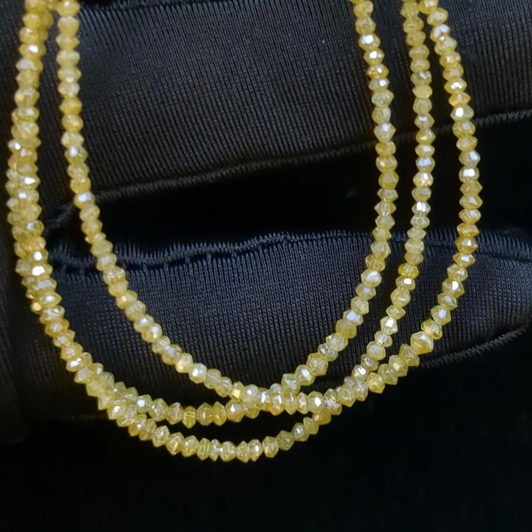 15 inch Strand Rondelle Faceted Yellow Diamond Beads 1.8 - 2.4 mm