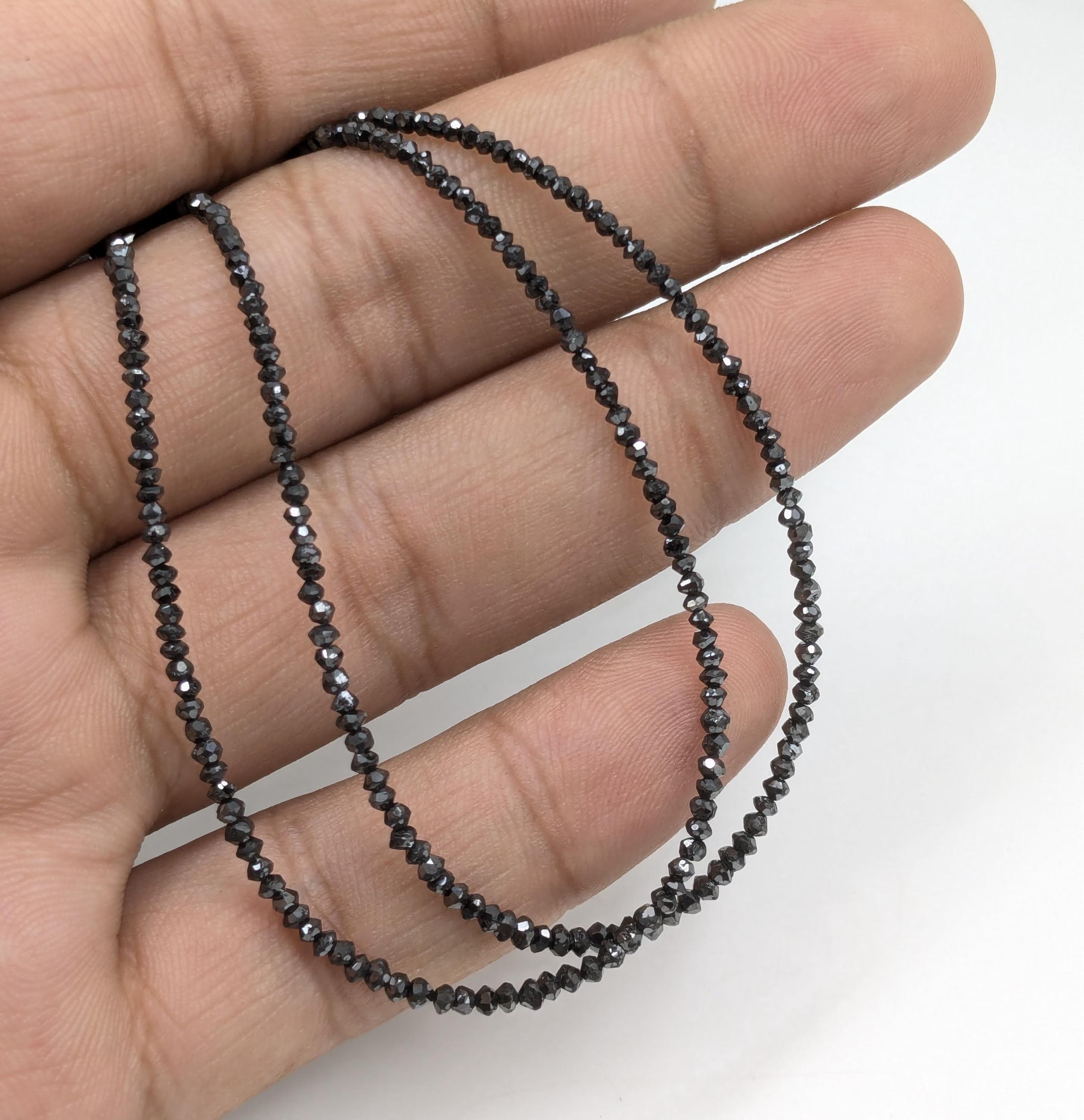 15 inch Faceted Black Diamond Beads AAA+ Quality Rondelle Jewellery 2 mm