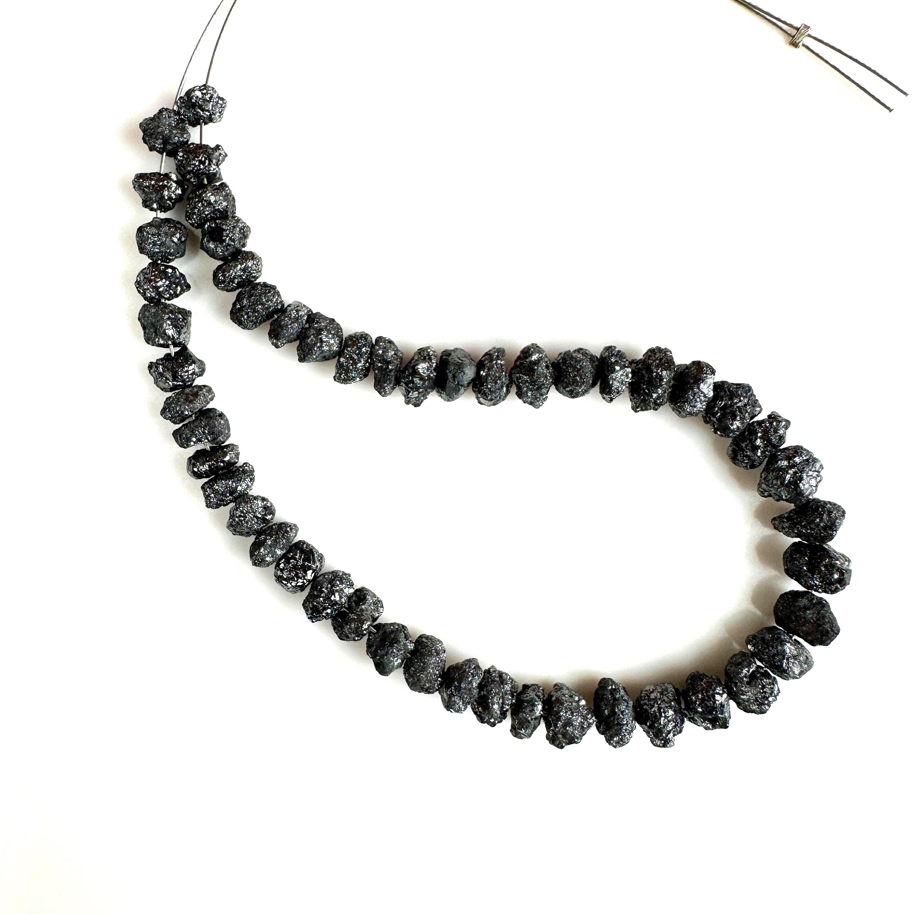 80 Carat Rough Black Diamond Beads 6 - 7 MM