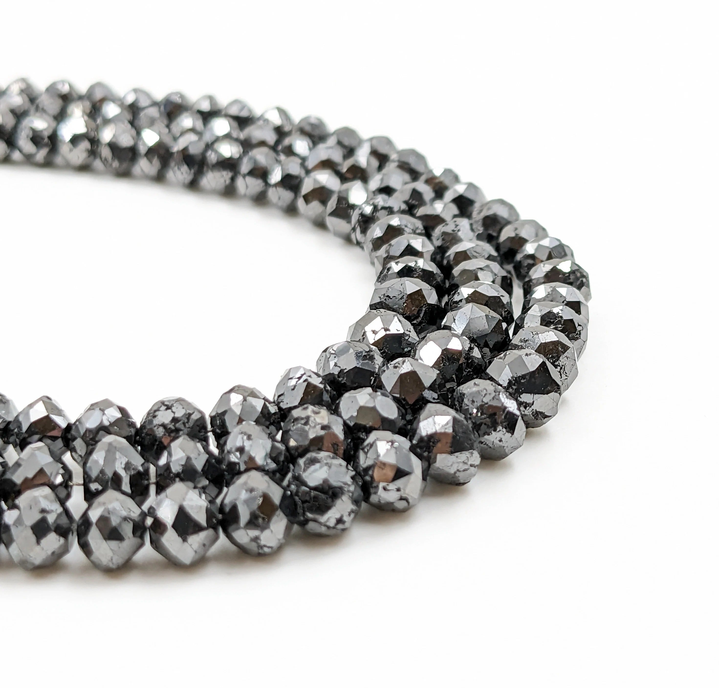 15 inch Faceted Natural Black Diamond Beads AAA Grade handmade 6 mm