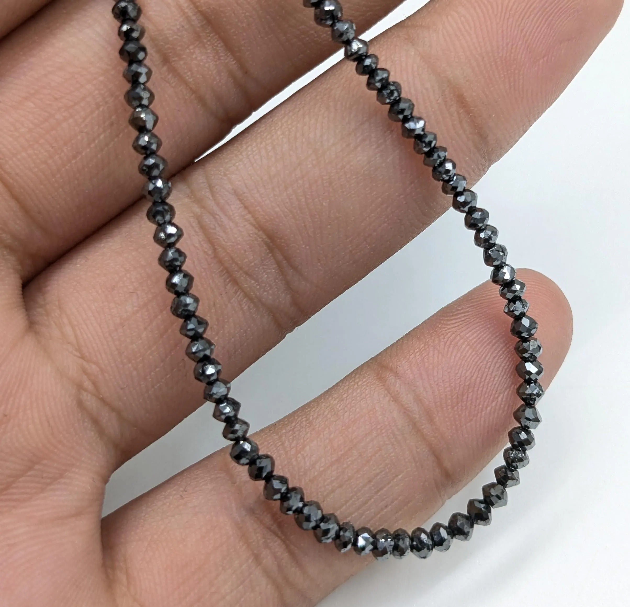 AAA Faceted Black Beads Diamond Rondelle Fancy Beads 2-3 mm