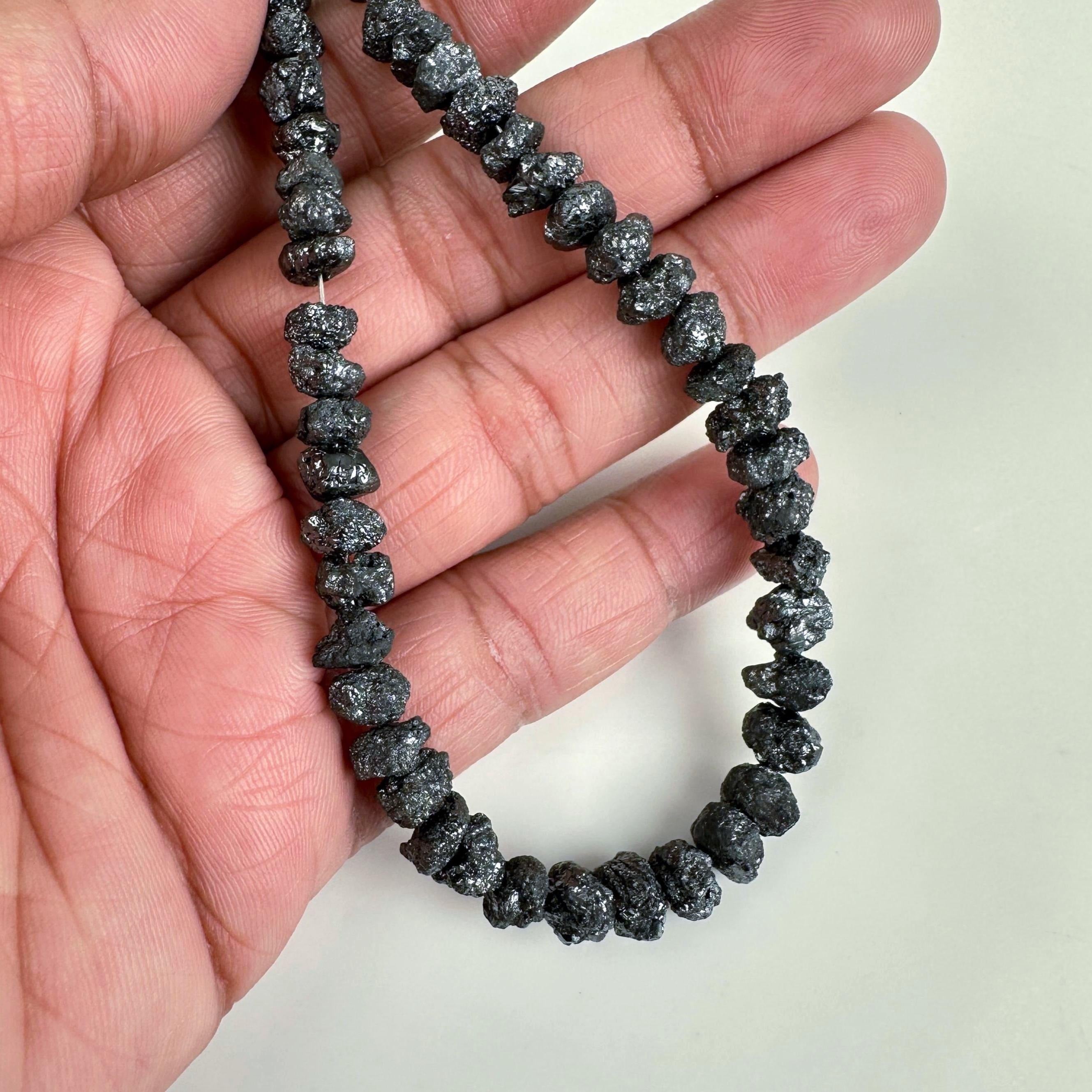80 Carat Rough Black Diamond Beads 6 - 7 MM