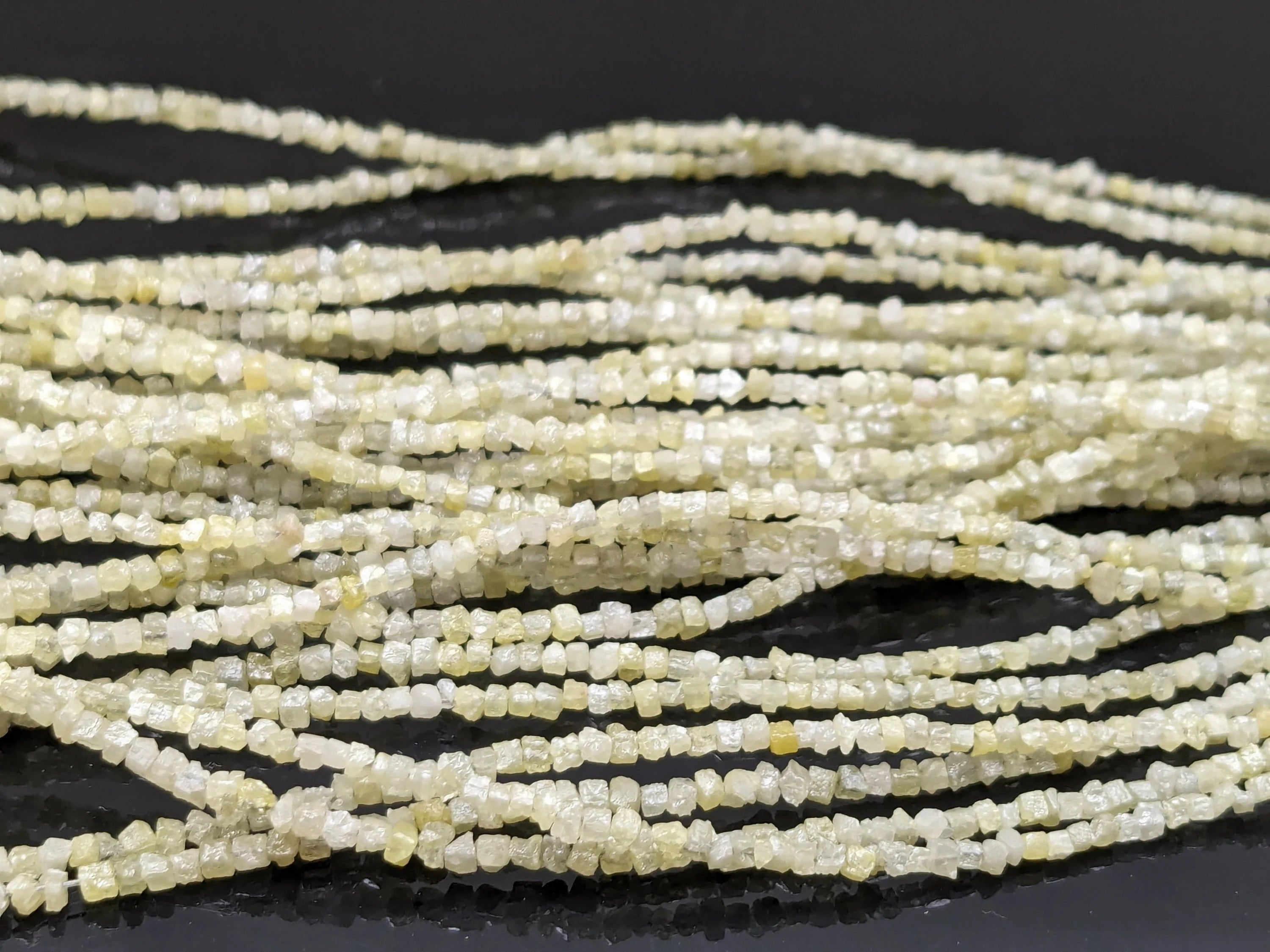 Raw Light Yellow Diamond Cube Beads Uncut Fancy Shape Beads 1.5-2 mm