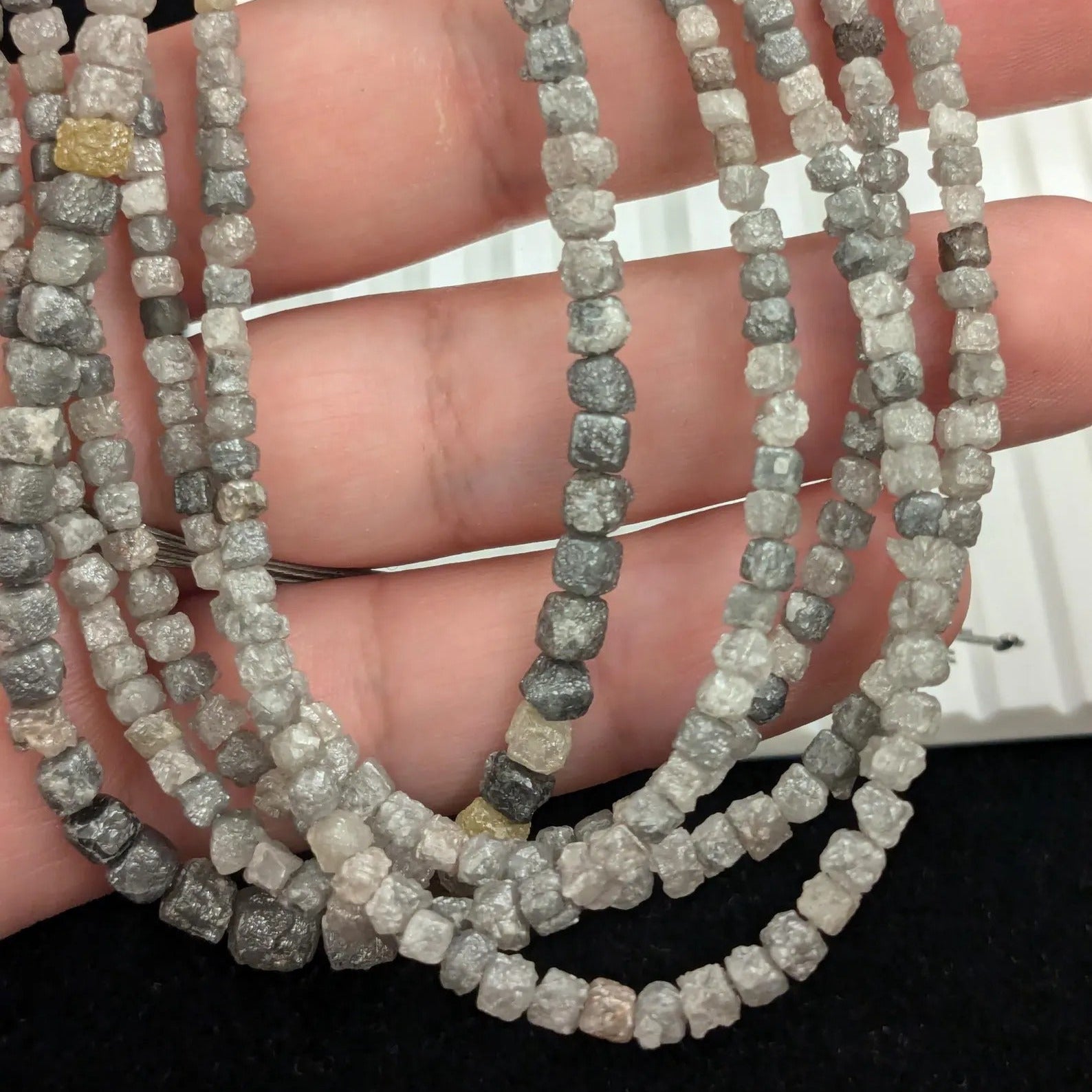15 Inch Strand Natural Grey Uncut Rough Diamond Cube Beads 3mm