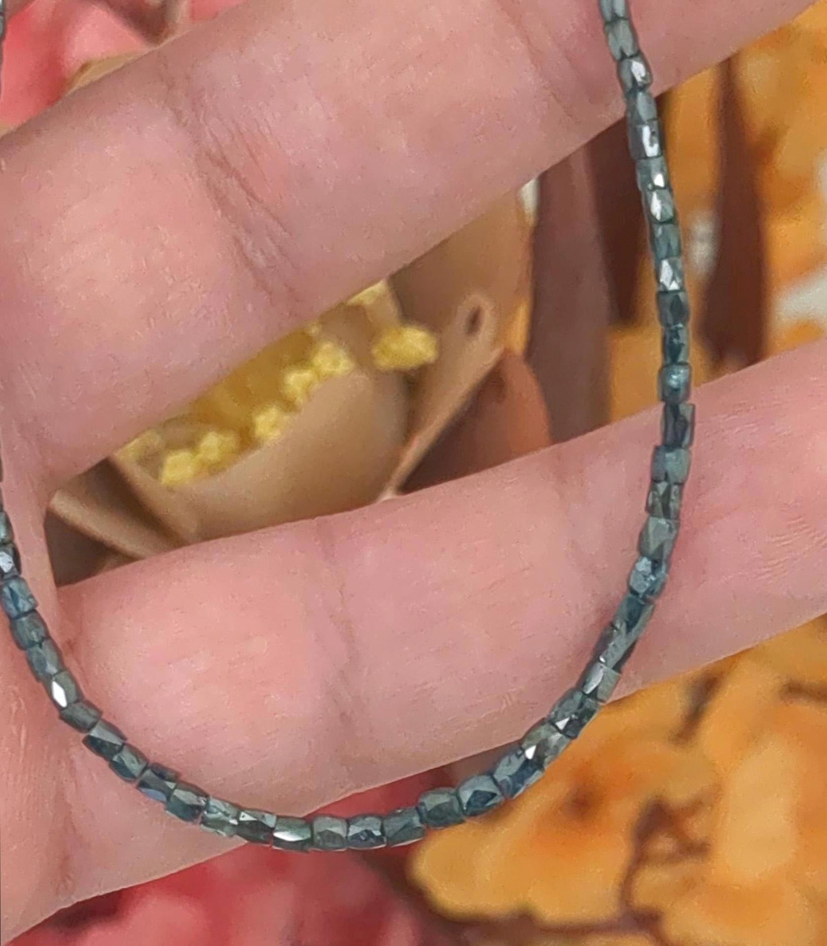 15 Inch AAA Grade Strand Faceted Blue Natural Diamond Tube Beads