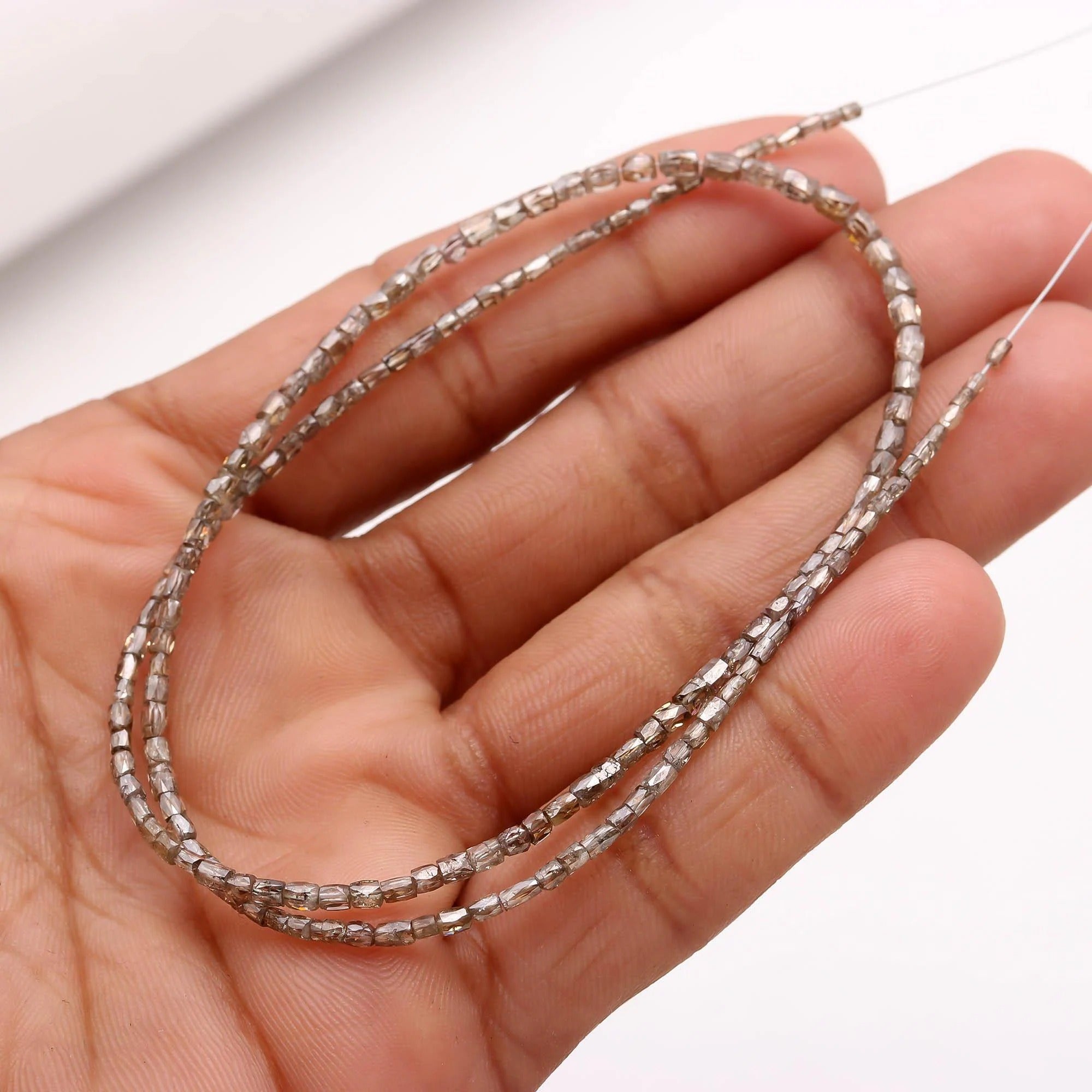 15 inch Natural Champagne Beads Diamond Tube Jewellery Making 3 MM