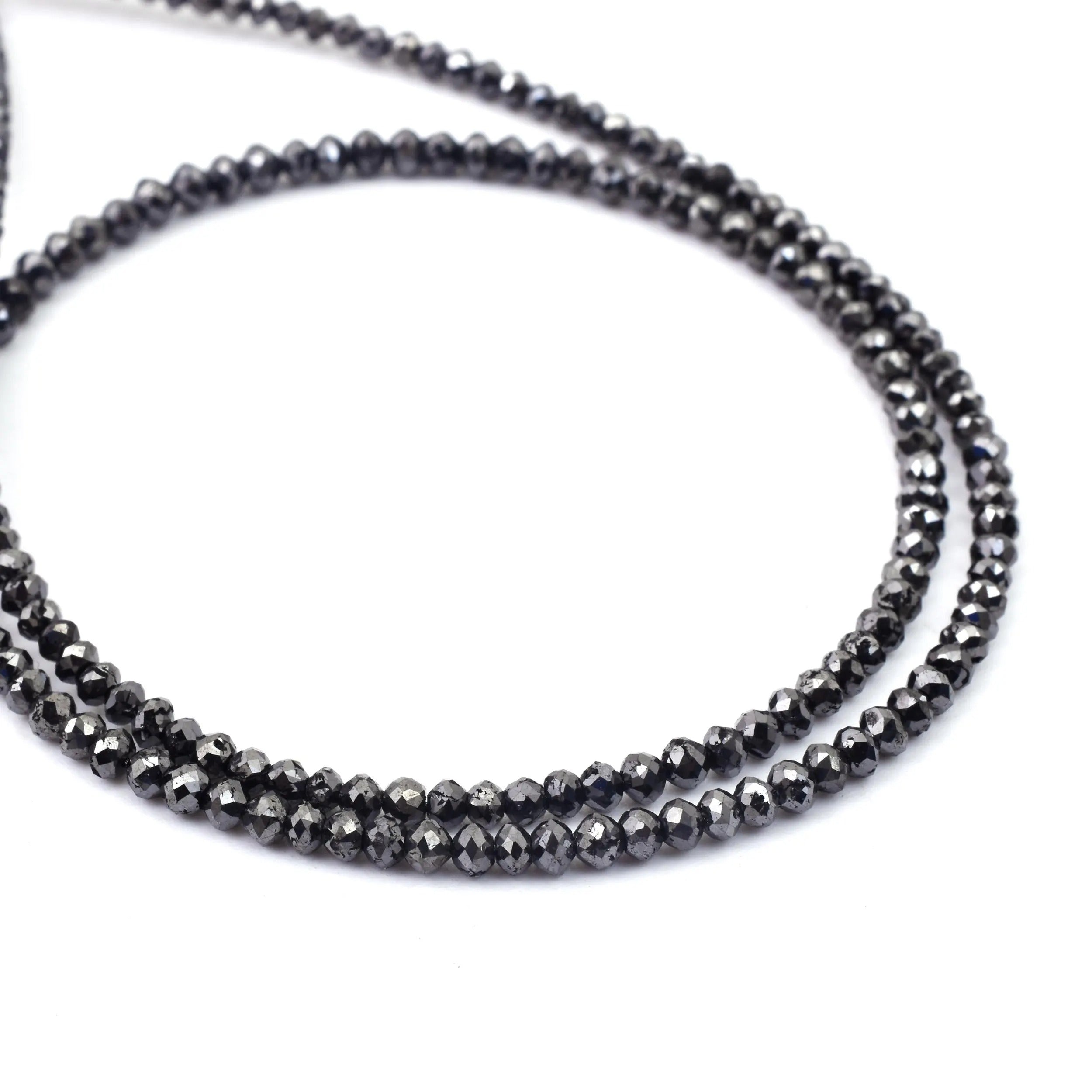 15 Inch Natural Strand Faceted Black Diamond Rondelle Beads 2-3mm
