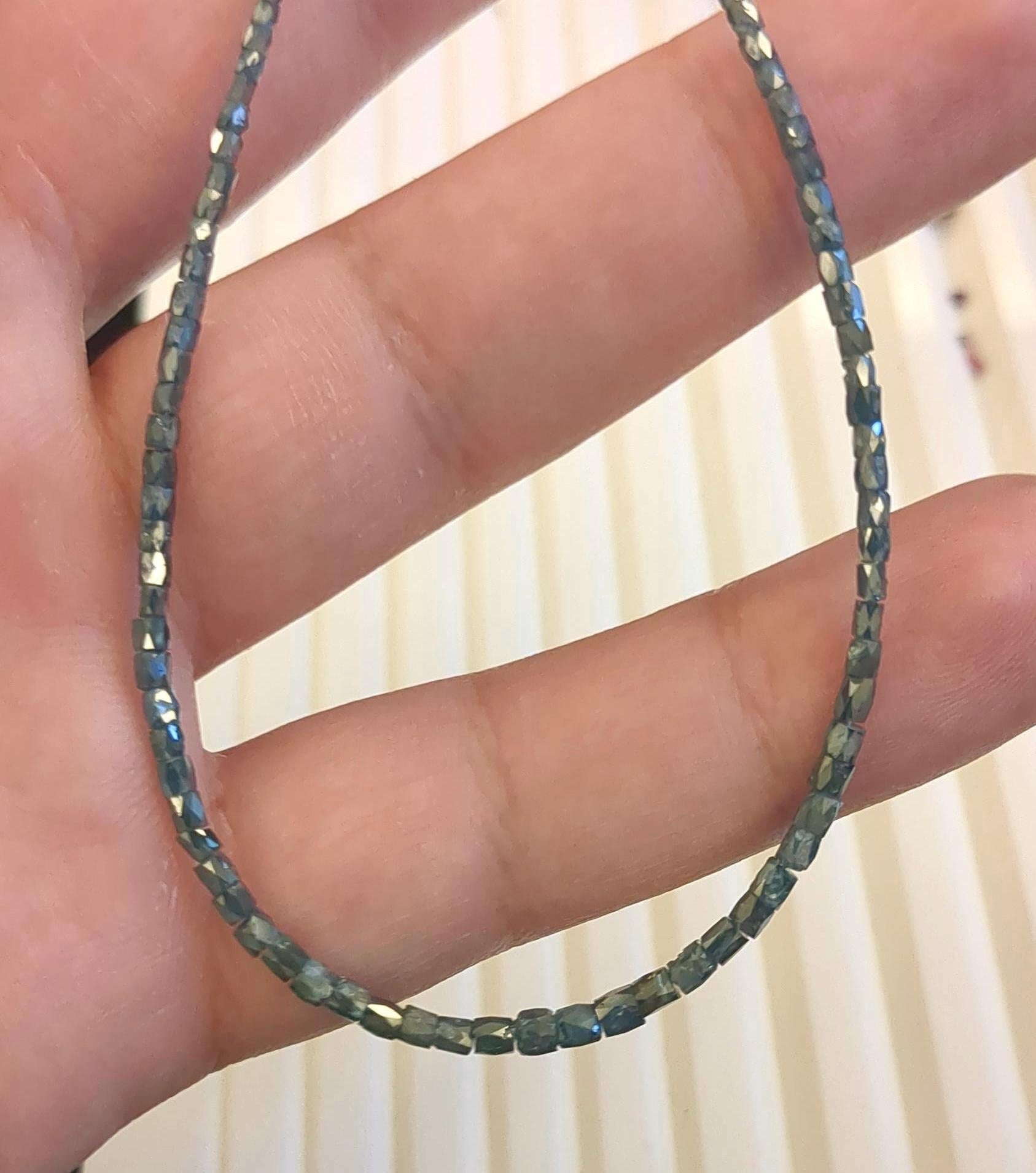 15 Inch AAA Grade Strand Faceted Blue Natural Diamond Tube Beads