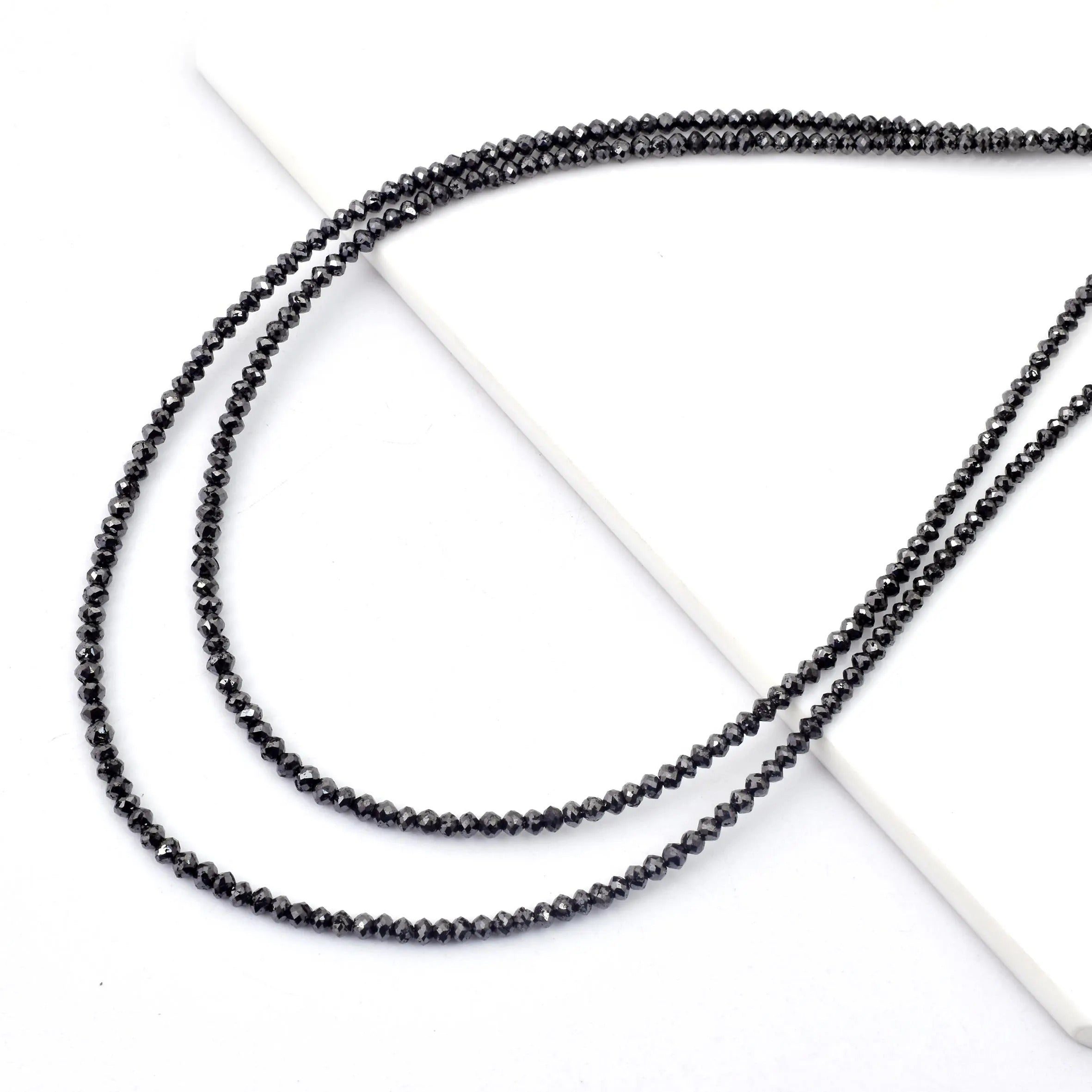 15 Inch Natural Strand Faceted Black Diamond Rondelle Beads 2-3mm