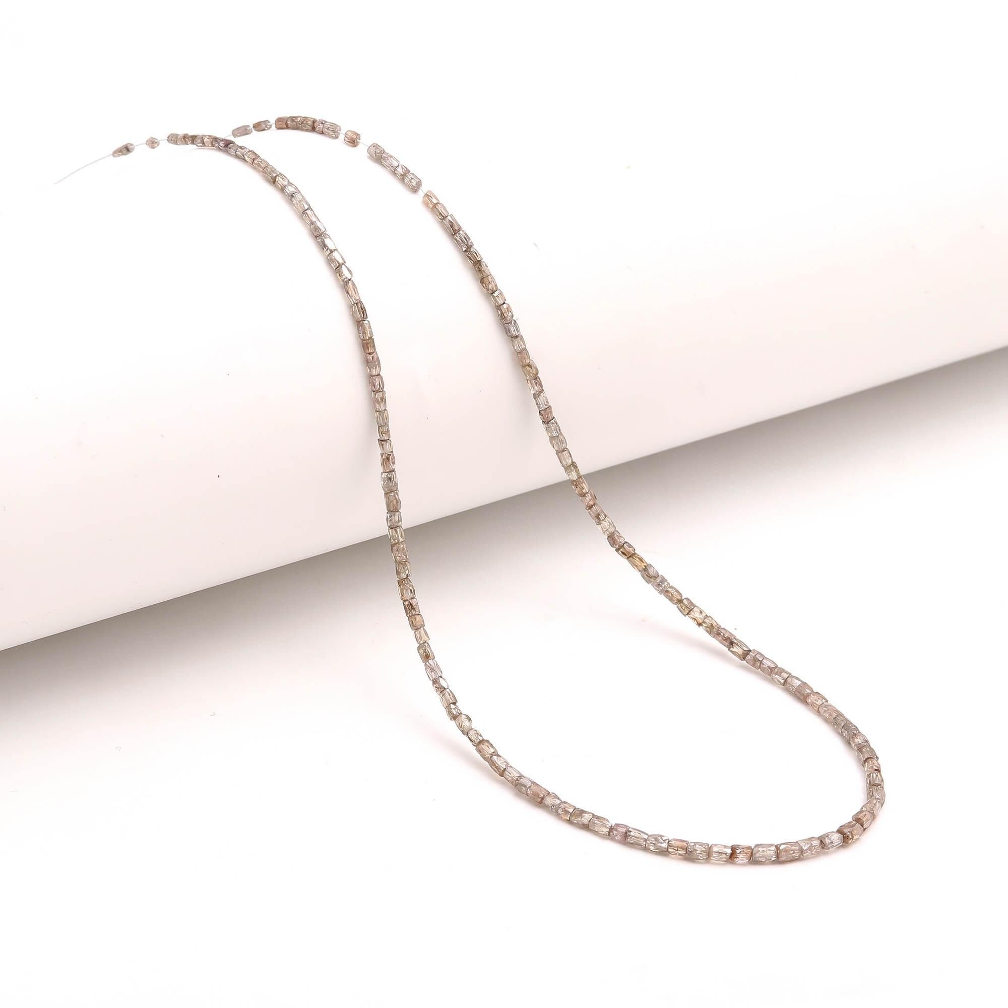 15 inch Natural Champagne Beads Diamond Tube Jewellery Making 3 MM