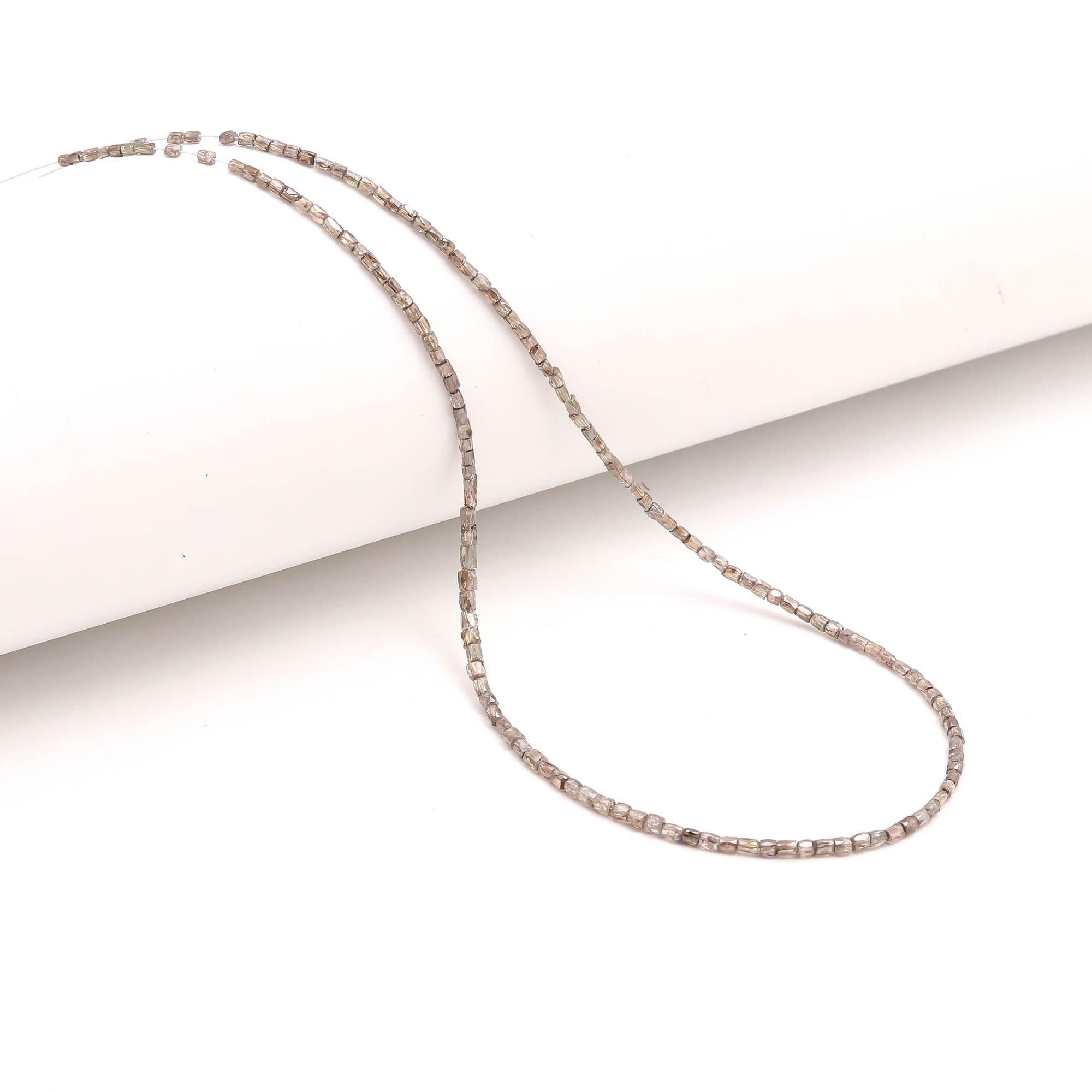 15 Inch Natural Faceted Champagne Diamond Tube Beads Sparkling handmade 3mm