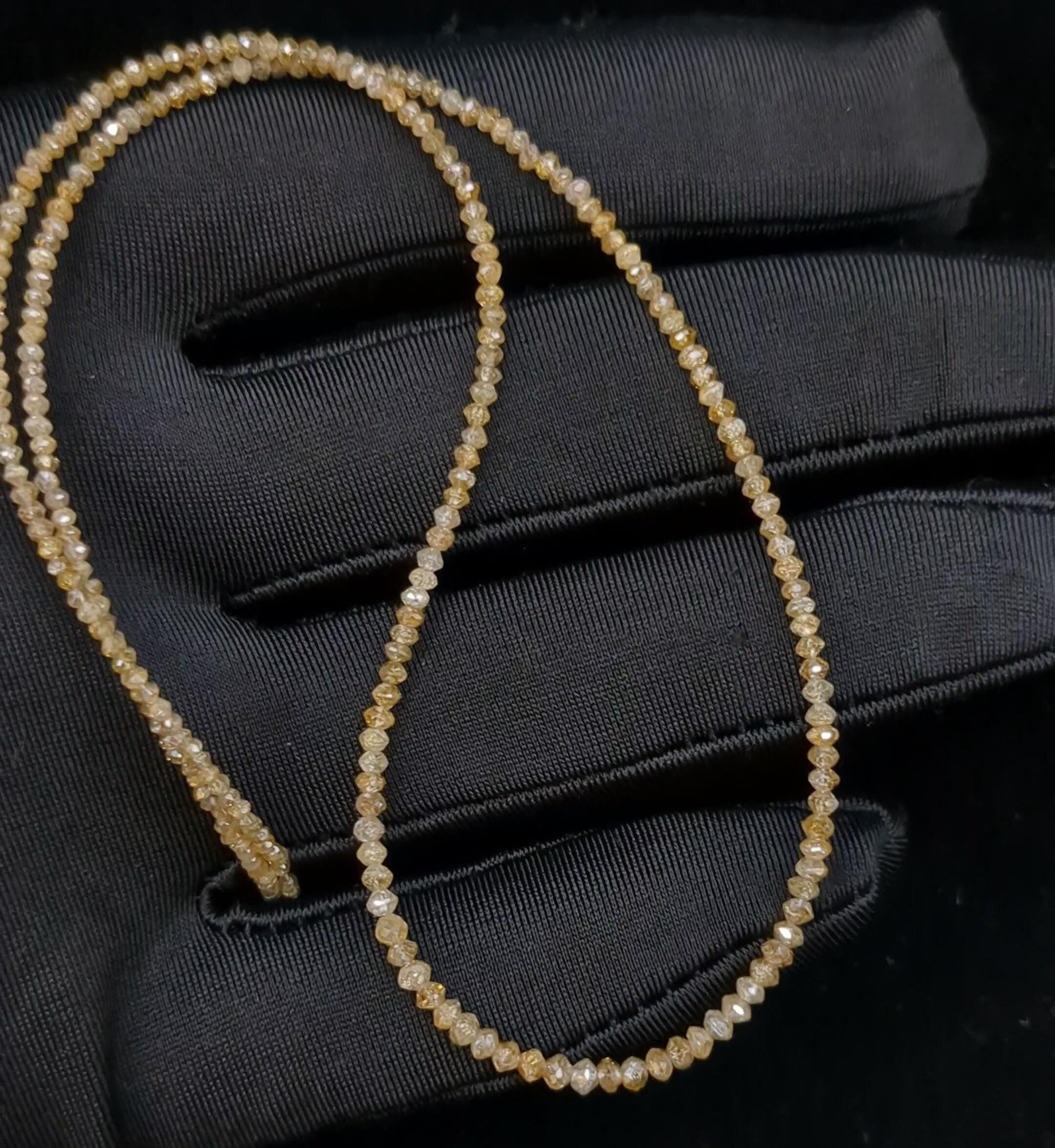 15 inch Natural Faceted Champagne Diamond Beads AAA+ Jewellery Making 2 mm