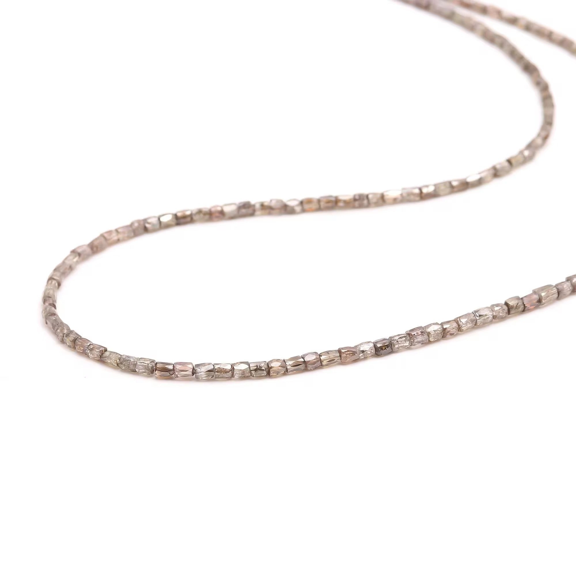 15 Inch Natural Faceted Champagne Diamond Tube Beads Sparkling handmade 3mm