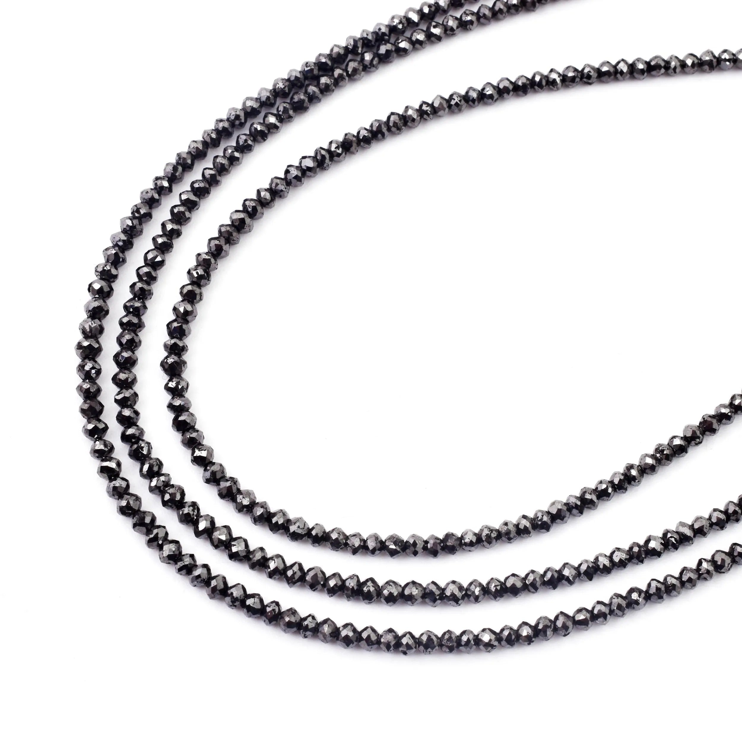 15 Inch Natural Strand Faceted Black Diamond Rondelle Beads 2-3mm