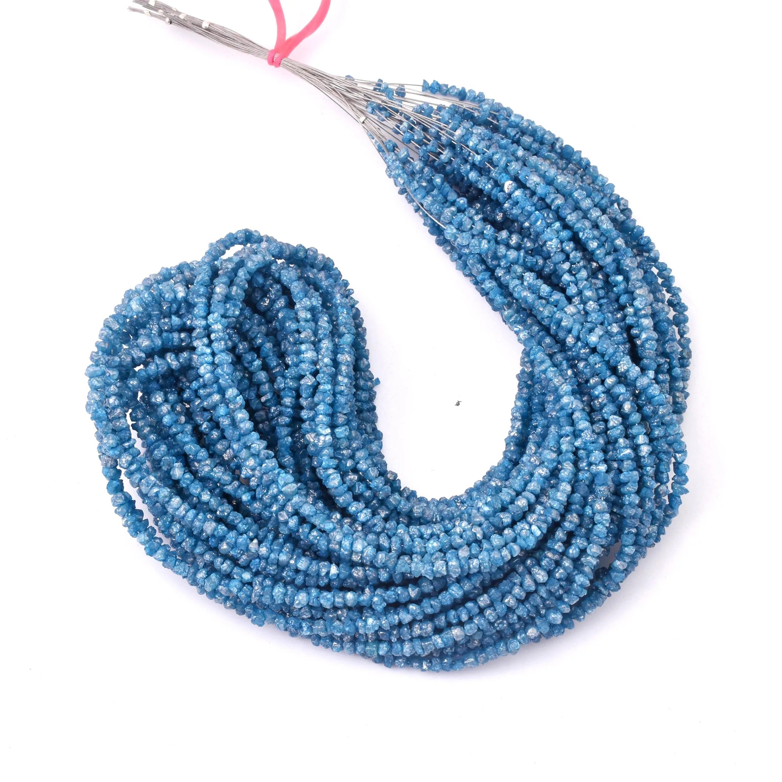 15 Inch Strand Blue Uncut Diamond Beads Raw Rough Nuggets Beads