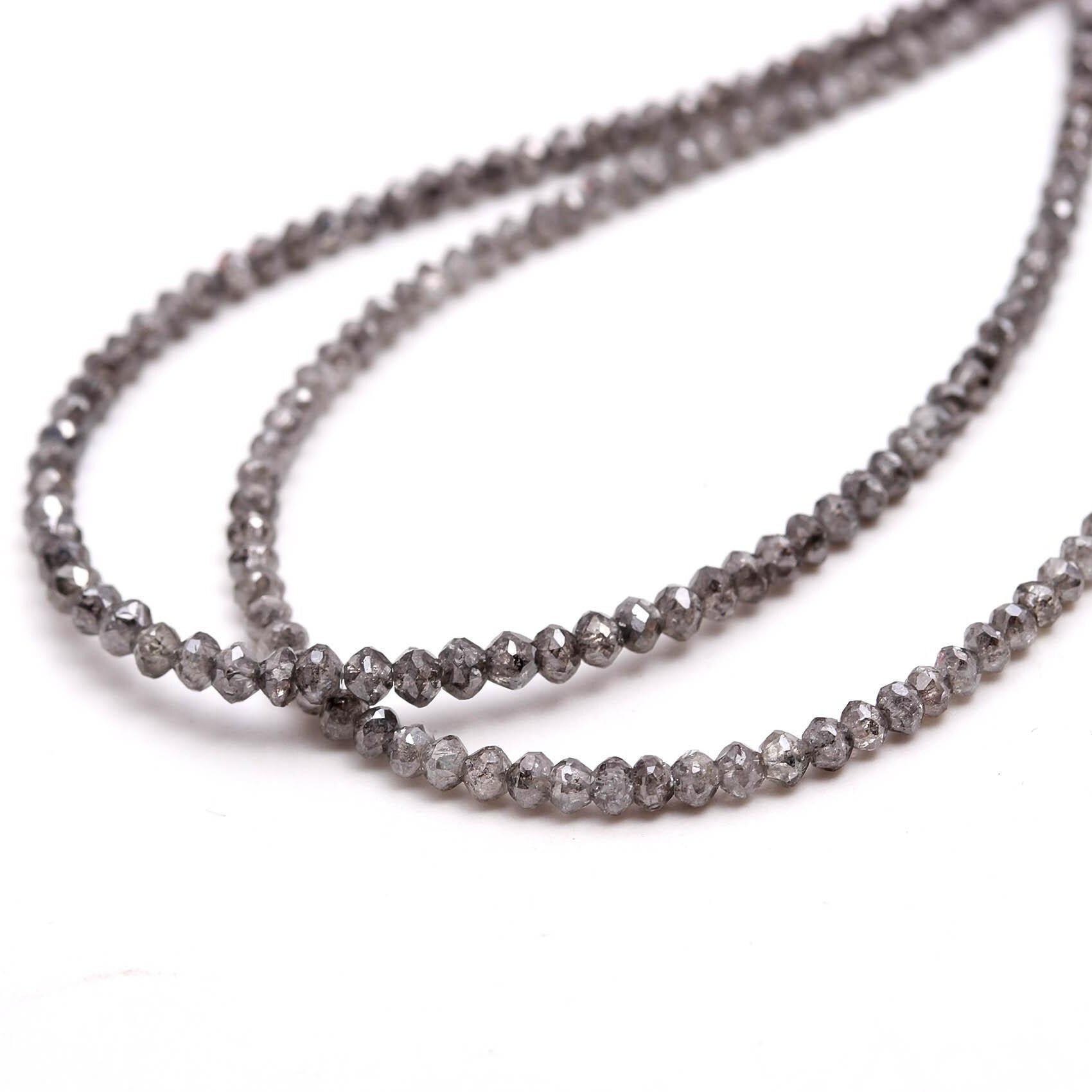 15 Inch Natural Salt And Pepper Diamond Beads Making Jewellery 2 mm