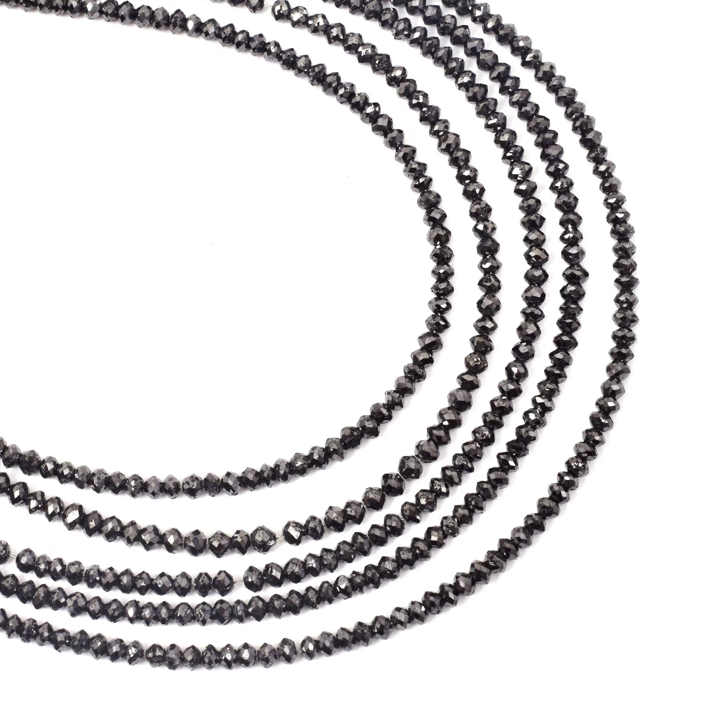 AAA Grade Natural Faceted Black Diamond Rondelle Beads 2.2-3mm