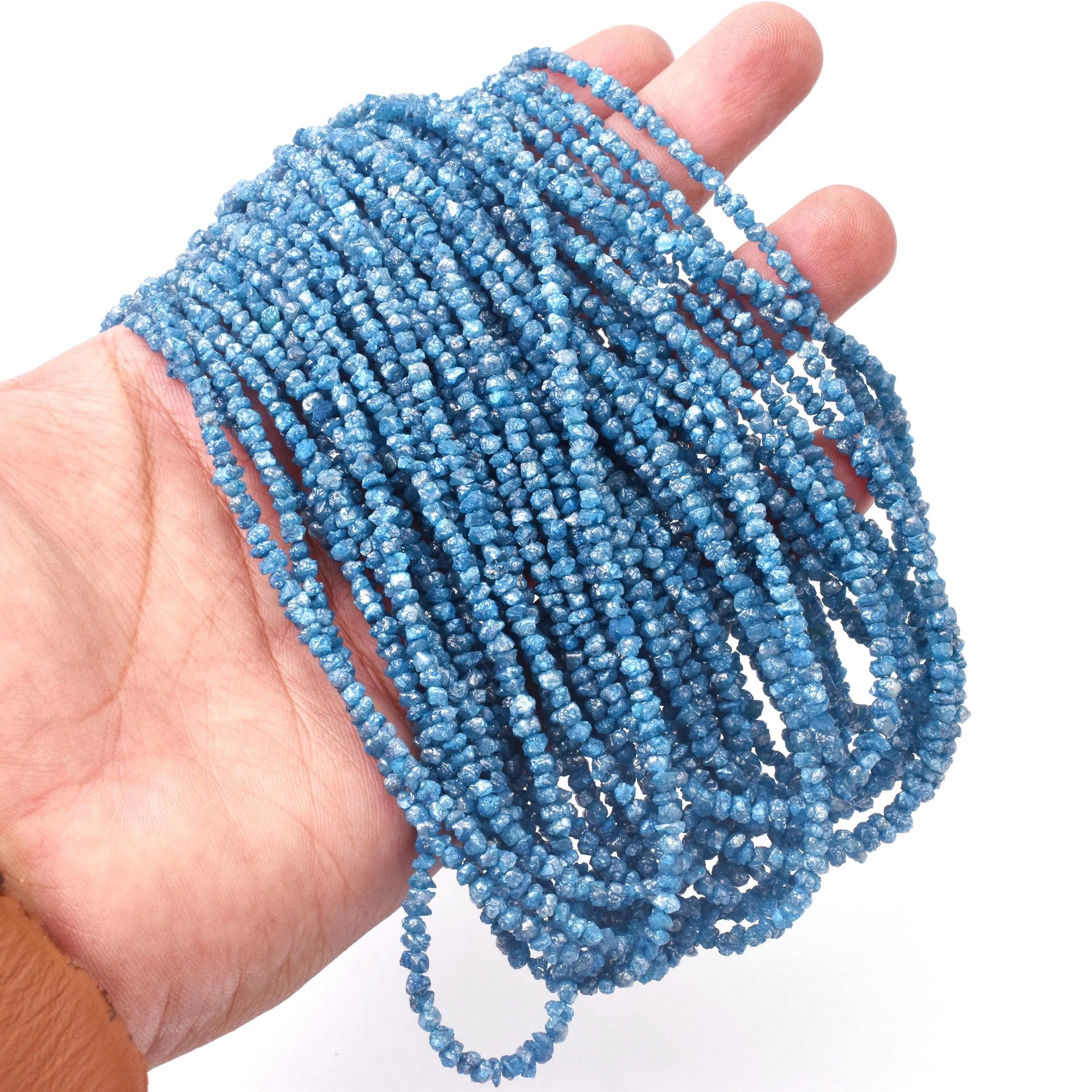 15 Inch Strand Blue Uncut Diamond Beads Raw Rough Nuggets Beads