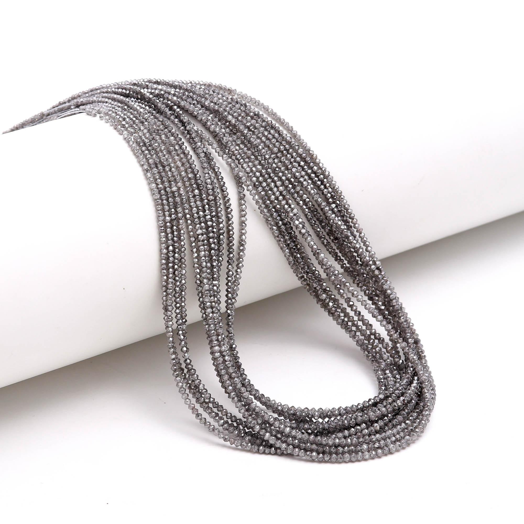 15 Inch Natural Salt And Pepper Diamond Beads Making Jewellery 2 mm