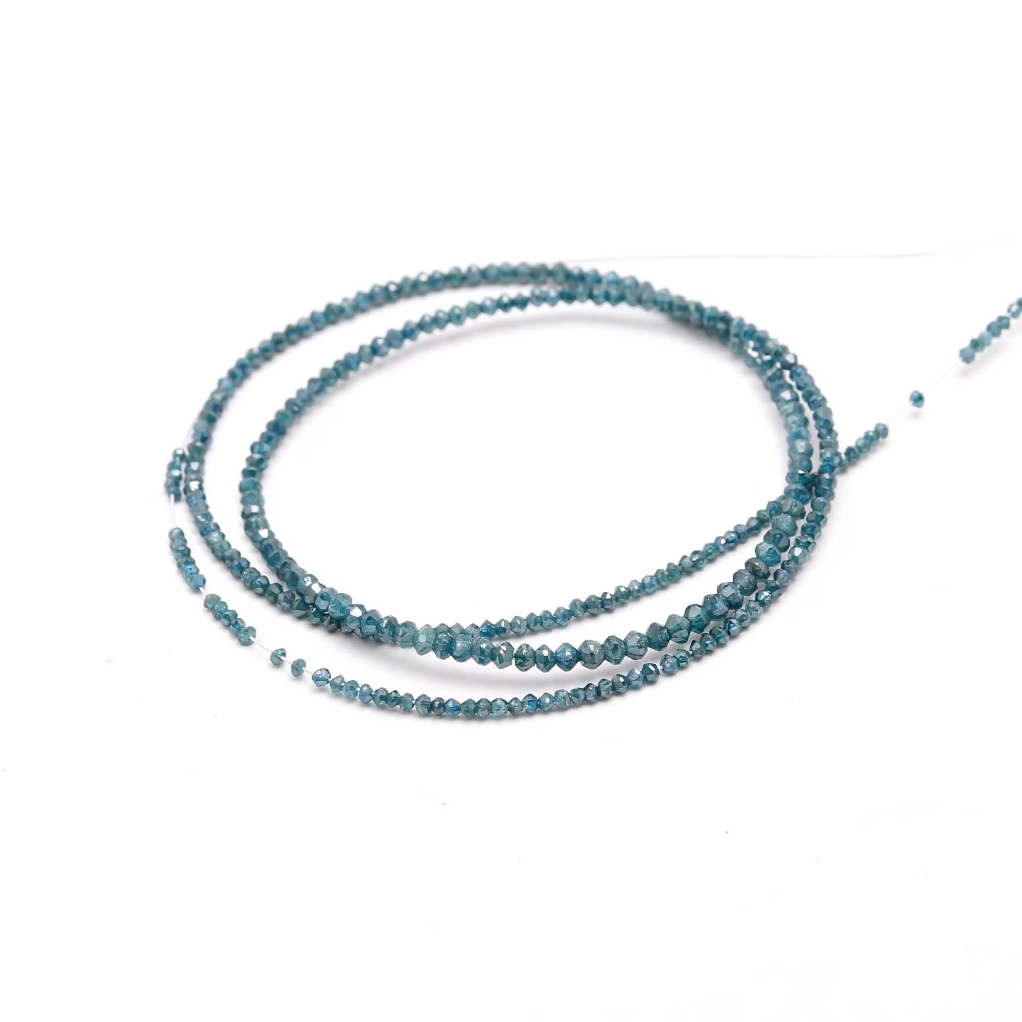 15 Inch Natural Salt And Pepper Blue Diamond Beads Faceted Rondelle