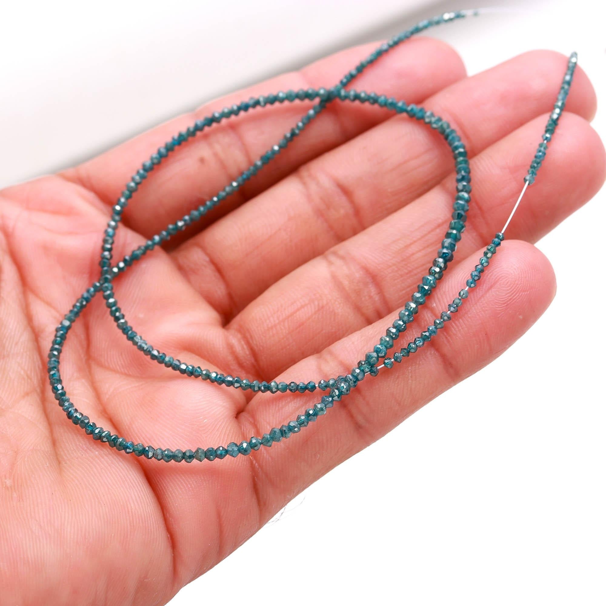 15 Inch Natural Salt And Pepper Blue Diamond Beads Faceted Rondelle