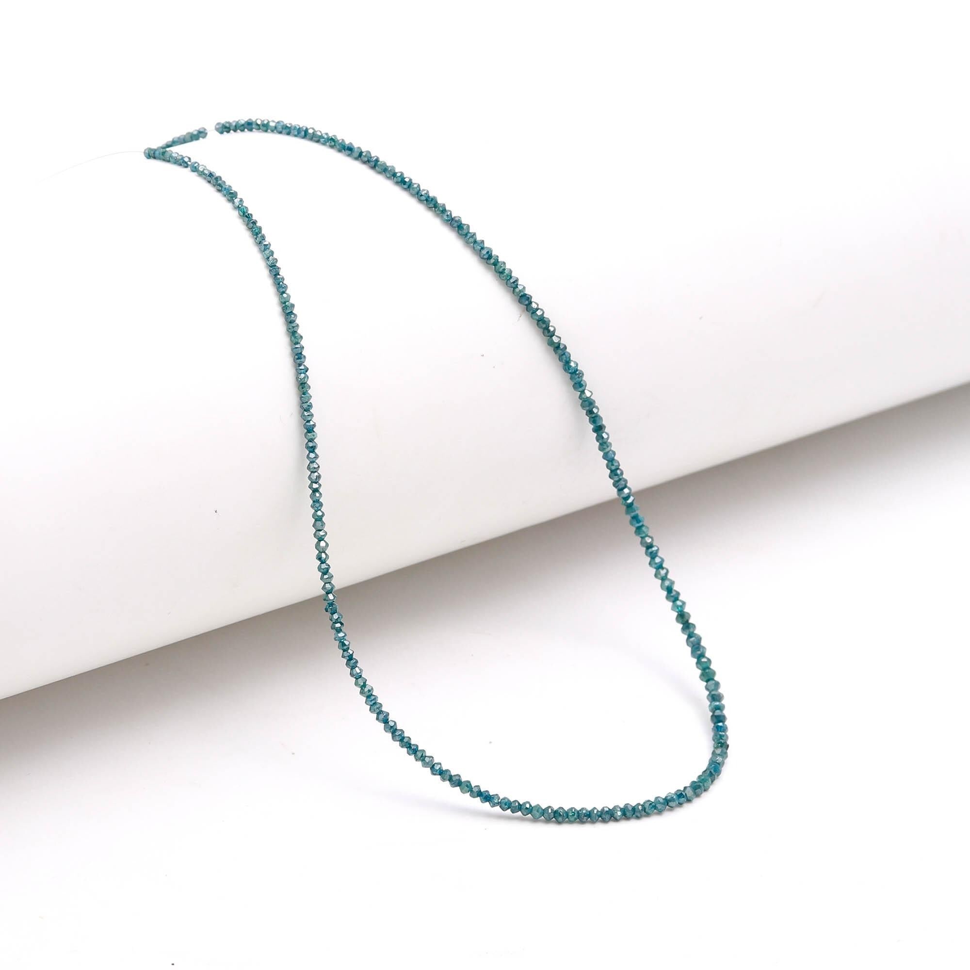 15 Inch Natural Salt And Pepper Blue Diamond Beads Faceted Rondelle