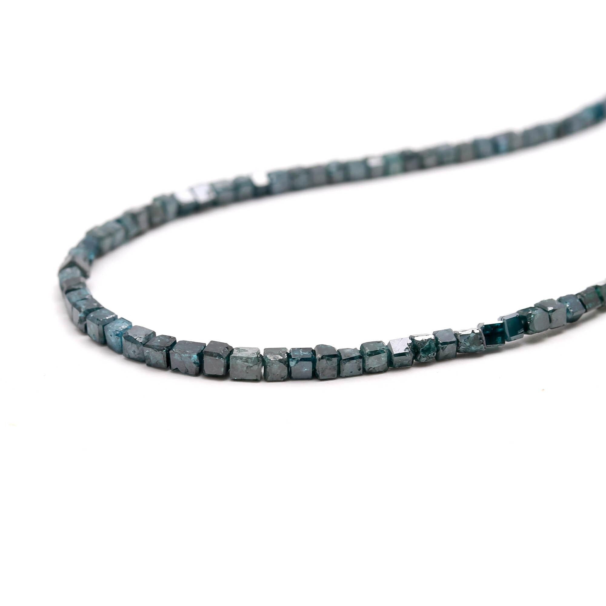 36 cm Blue diamond faceted cube natural real diamond beads 2.5 mm