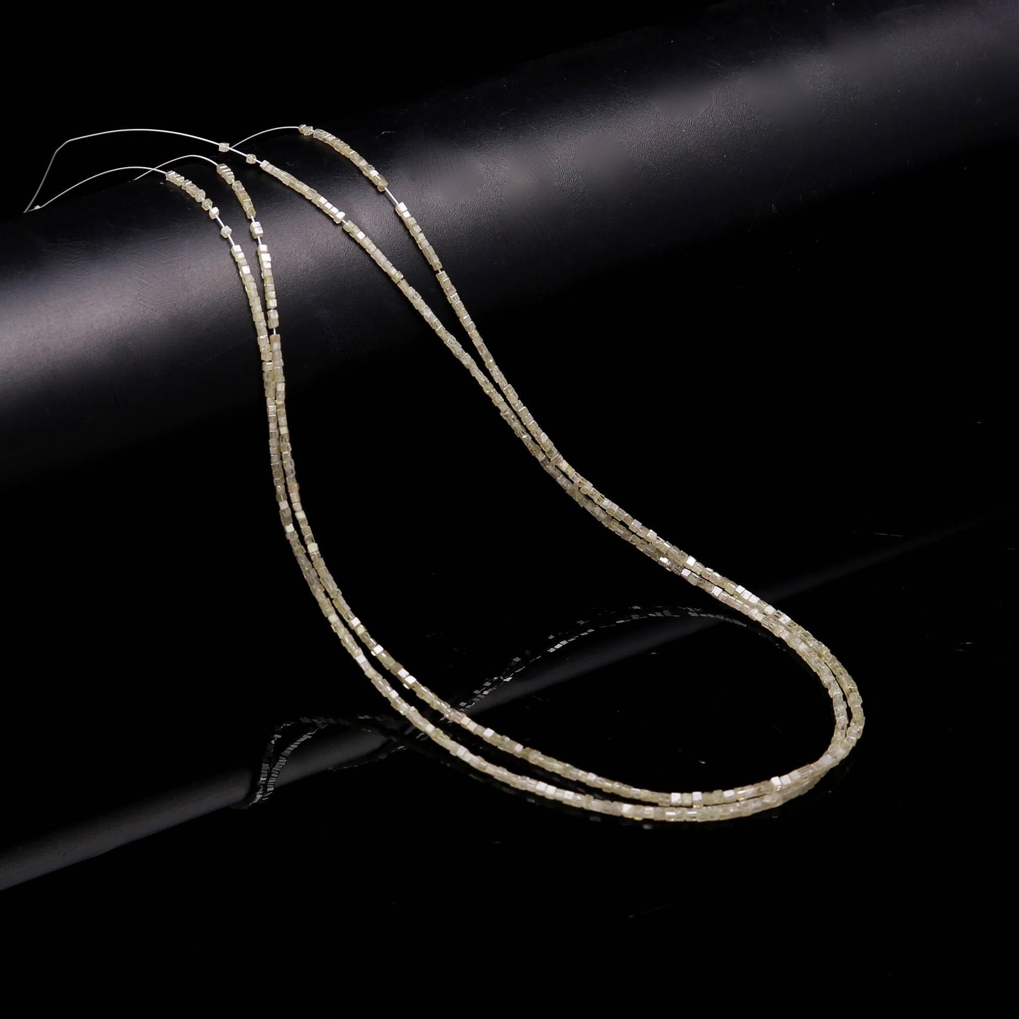 14 inch Salt And Pepper Light Yellow Cube Natural Diamond Beads 2 mm