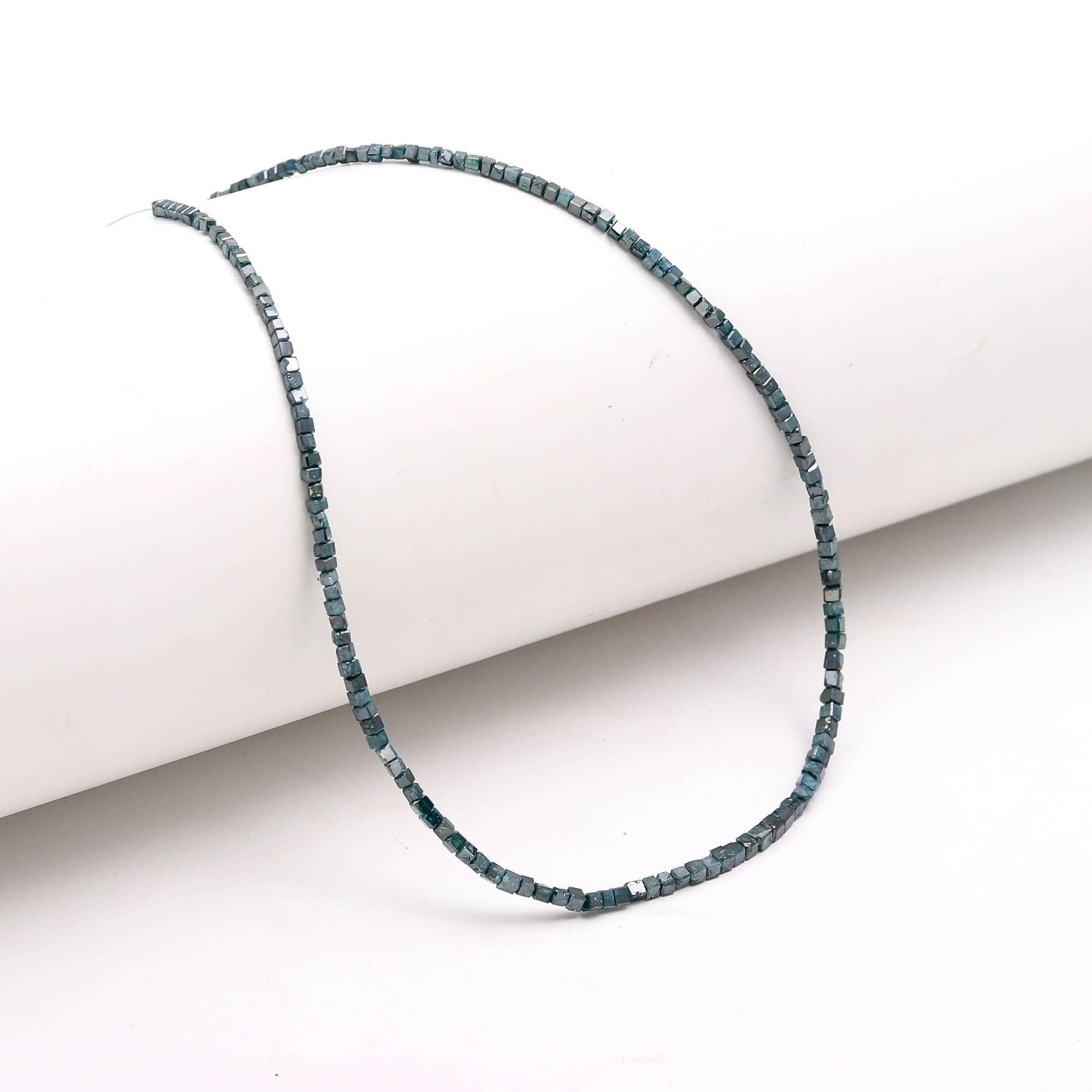 36 cm Blue diamond faceted cube natural real diamond beads 2.5 mm