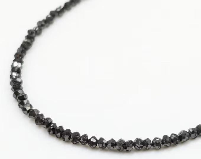 AAA Grade Natural Faceted Black Diamond Rondelle Beads 2.2-3mm