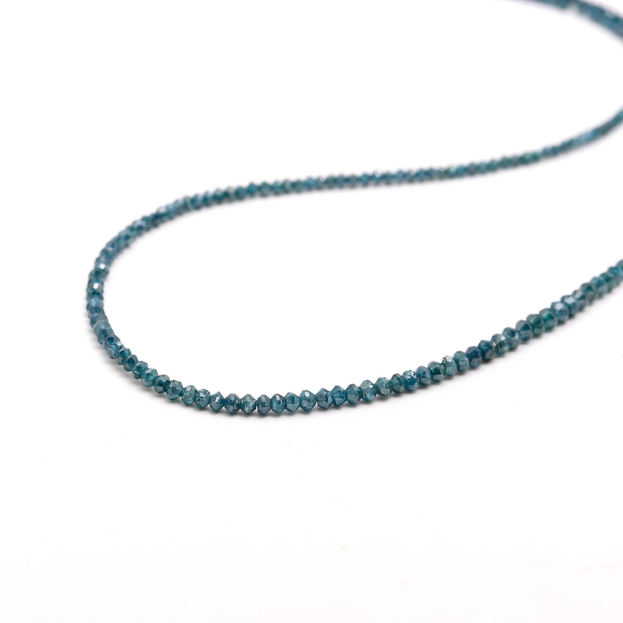 15 Inch Natural Salt And Pepper Blue Diamond Beads Faceted Rondelle