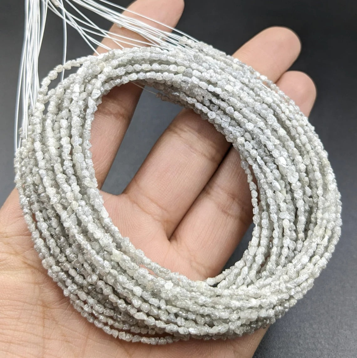 Raw White Diamond Beads Natural Uncut Diamond Beads 2.5-4 mm