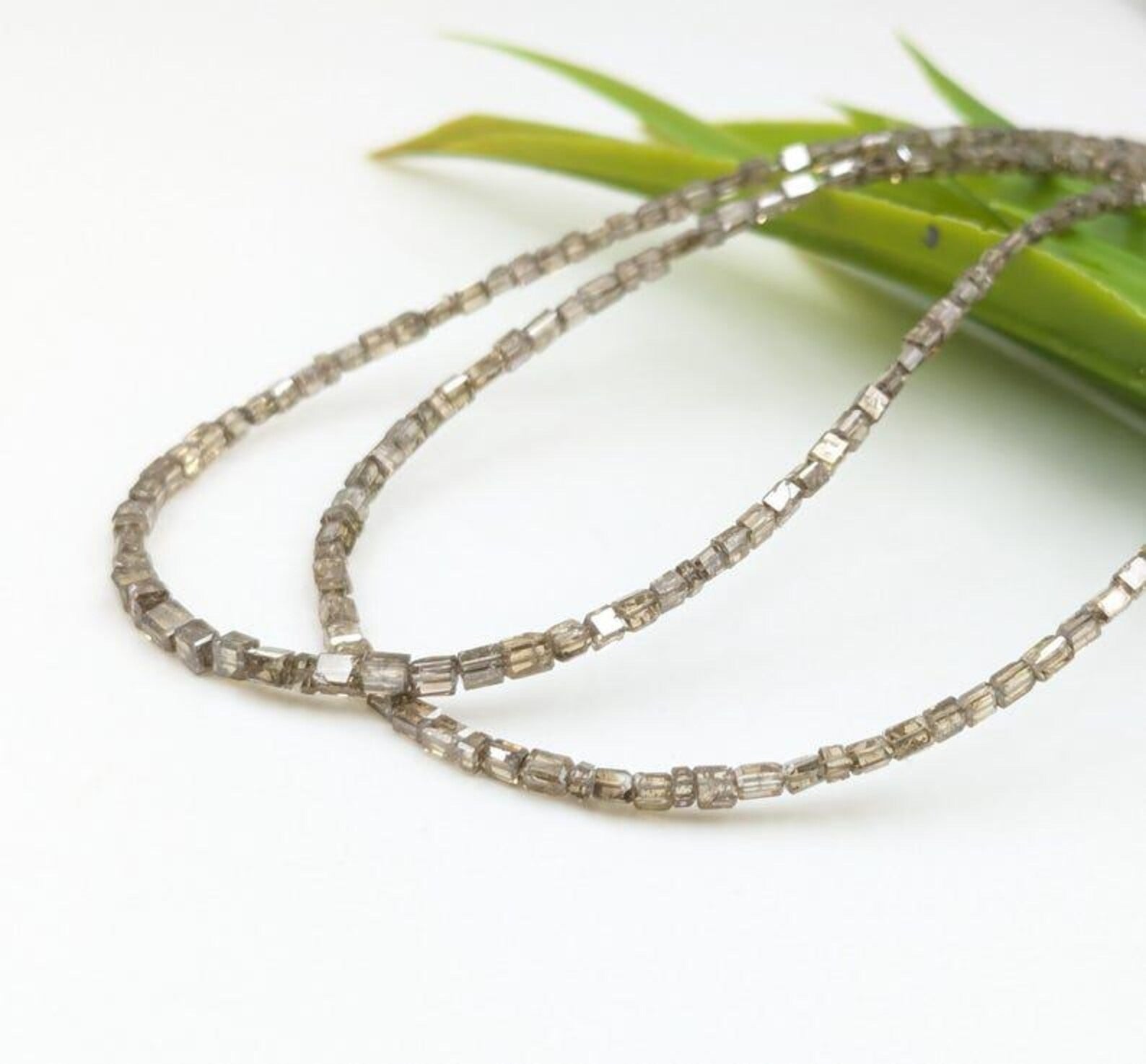 14 inch Champagne Diamond Cube Beads Faceted Natural Diamond