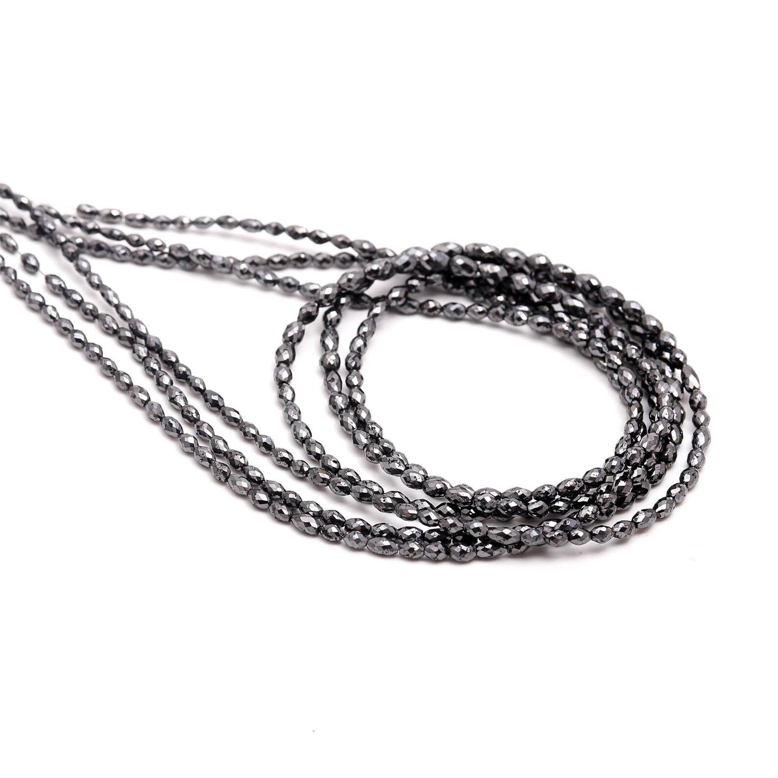 15 inch Black diamond faceted tumble beads natural handmade jewellery 4 mm