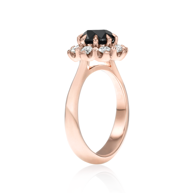 The Bloom Black and White Diamond Engagement Ring Gift For Her - Blackdiamond