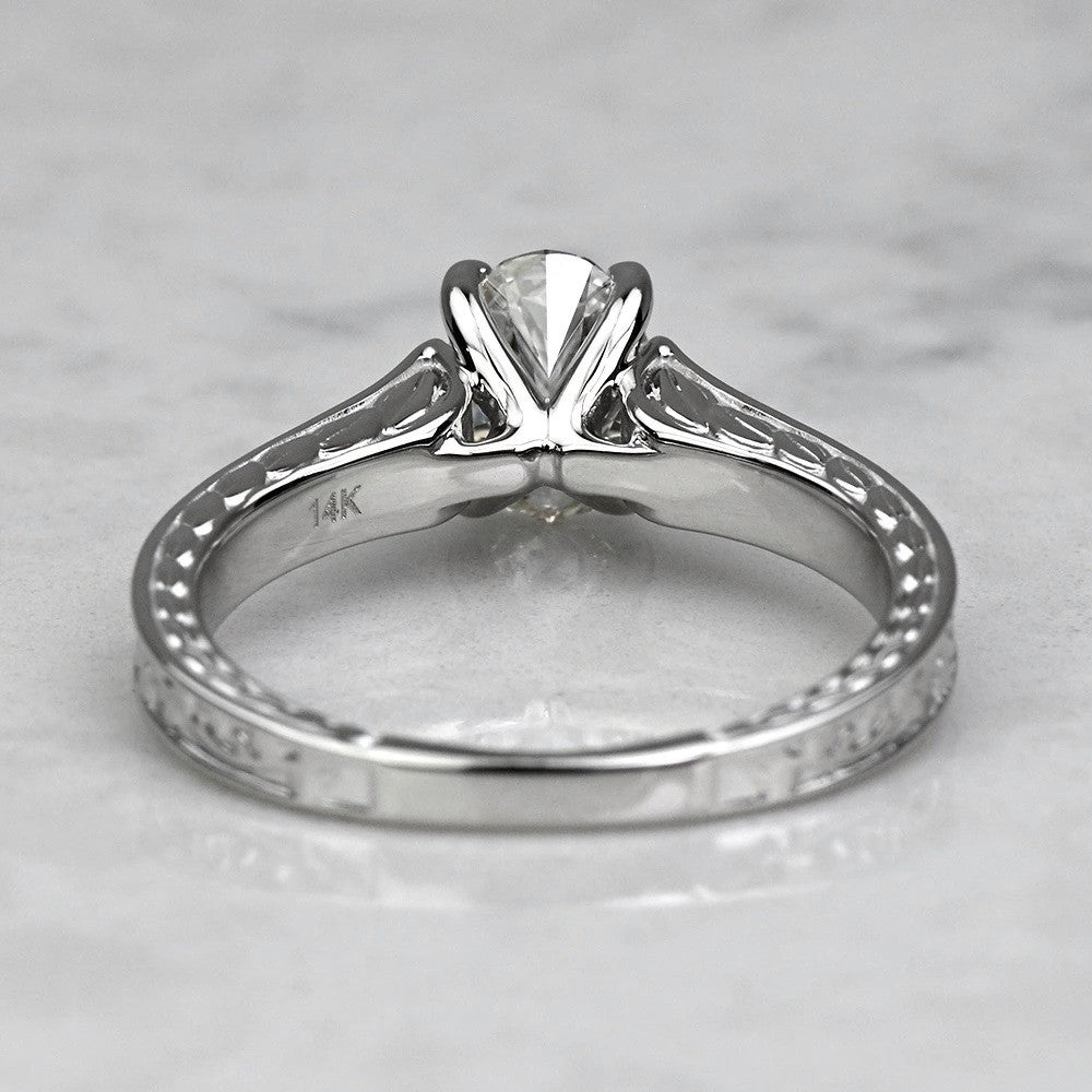 1 Carat Lab Grown Oval Diamond Antique Floral Engagement Ring