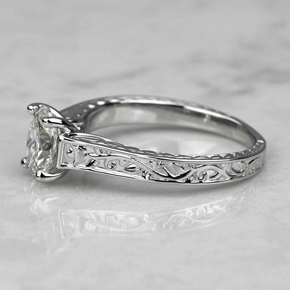1 Carat Lab Grown Oval Diamond Antique Floral Engagement Ring