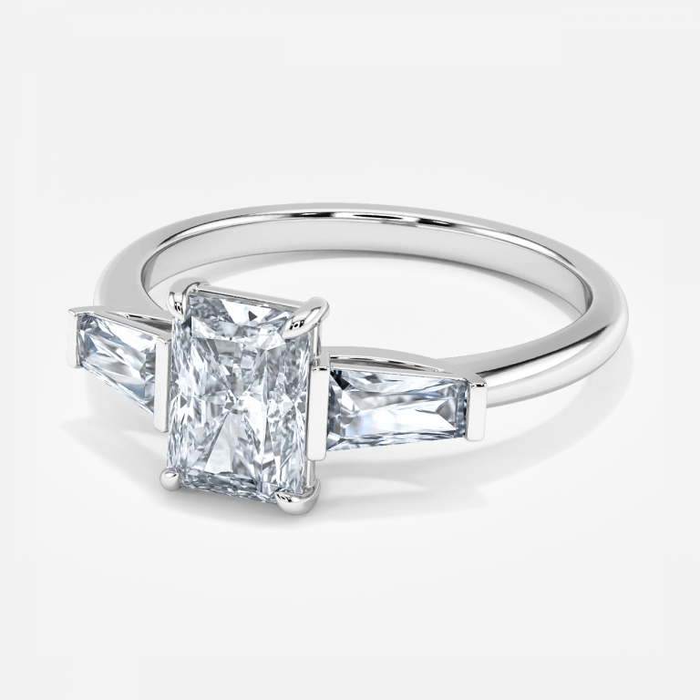 Jeraldine Radiant Three Stone Engagement Ring 14K / 18K Solid Gold