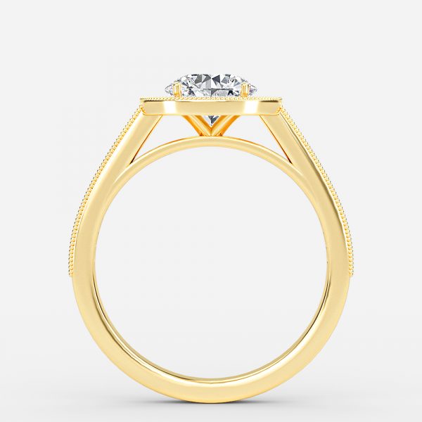 Flswin Round Halo Engagement Ring 14K / 18K Solid Gold