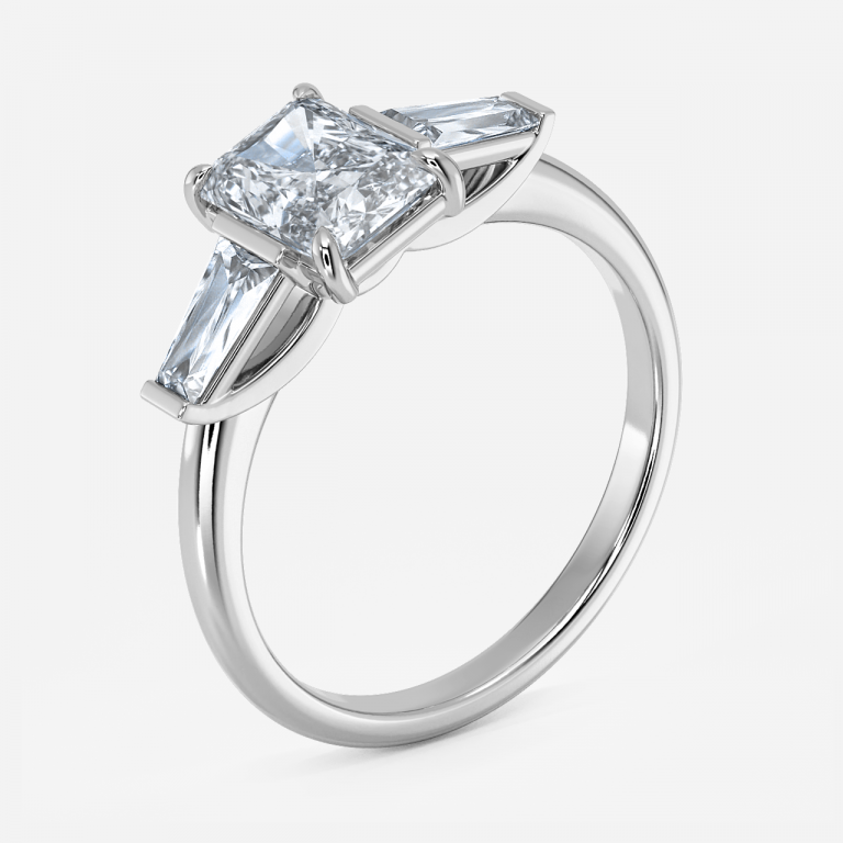 Jeraldine Radiant Three Stone Engagement Ring 14K / 18K Solid Gold