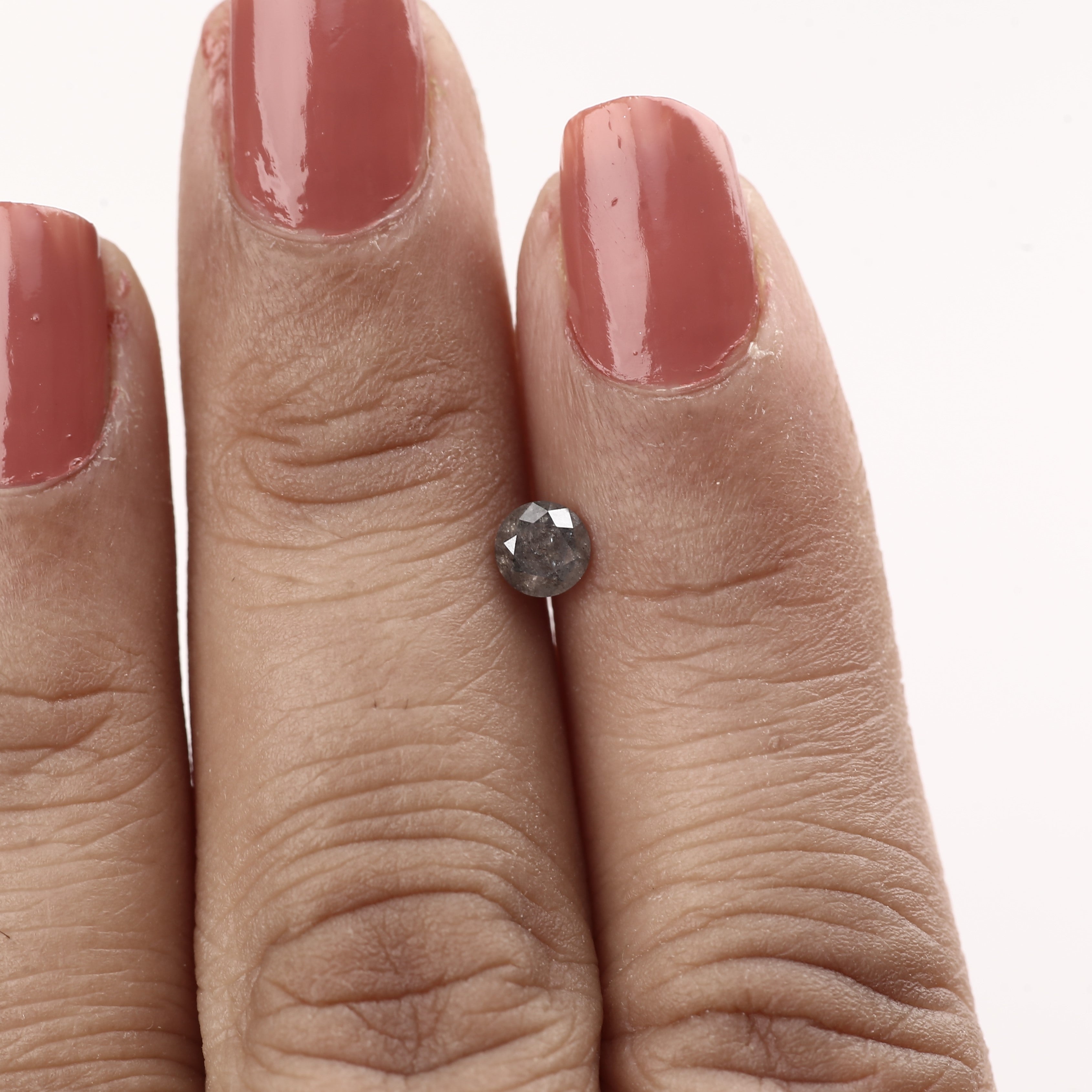 natural bezel ring Round Loose Salt and Pepper Diamond 4.3 MM