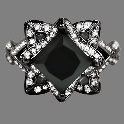 2.50 carat lotus black gold diamond ring