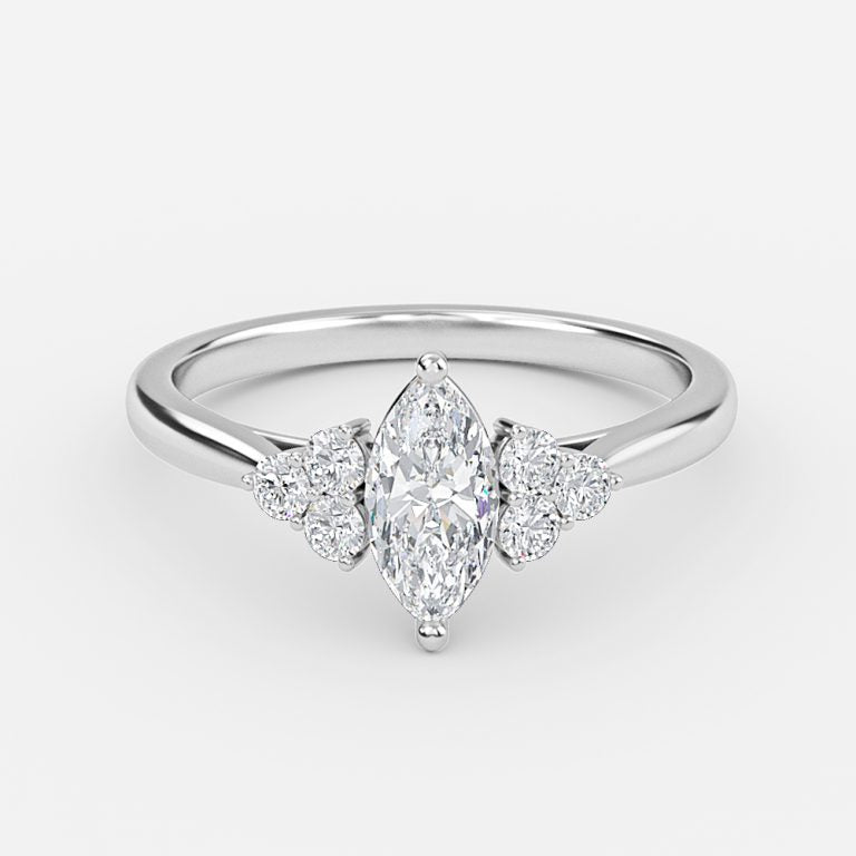 Nika Marquise Cluster Engagement Ring 14K / 18K Solid Gold