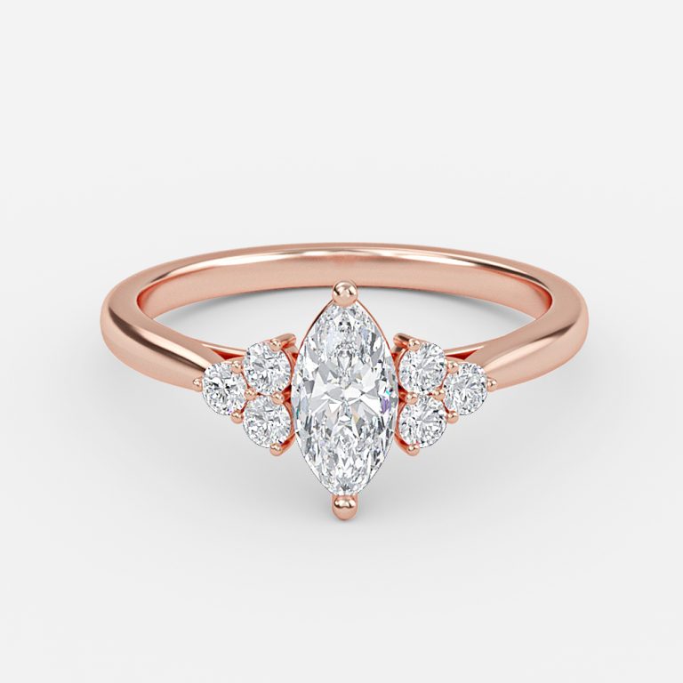 Nika Marquise Cluster Engagement Ring 14K / 18K Solid Gold