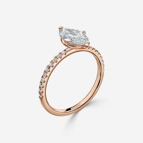 Ulip Marquise Diamond Band Engagement Ring 14K / 18K Solid Gold