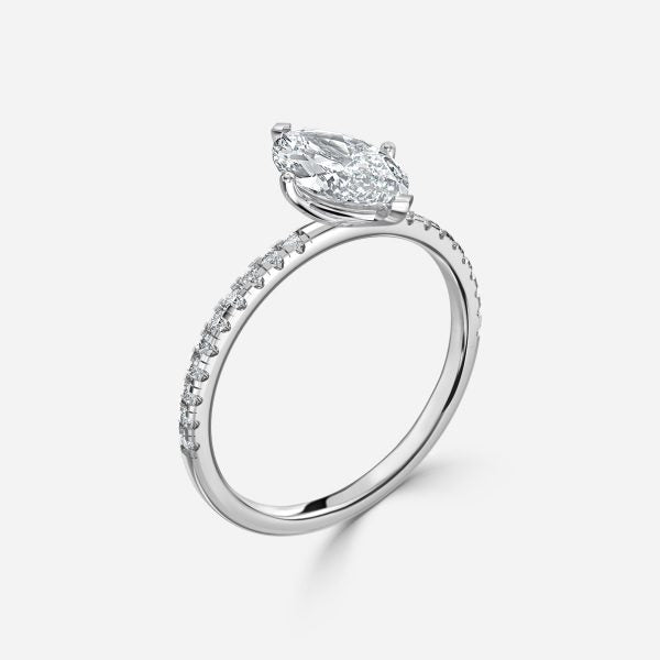 Ulip Marquise Diamond Band Engagement Ring 14K / 18K Solid Gold