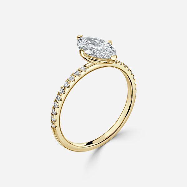 Ulip Marquise Diamond Band Engagement Ring 14K / 18K Solid Gold