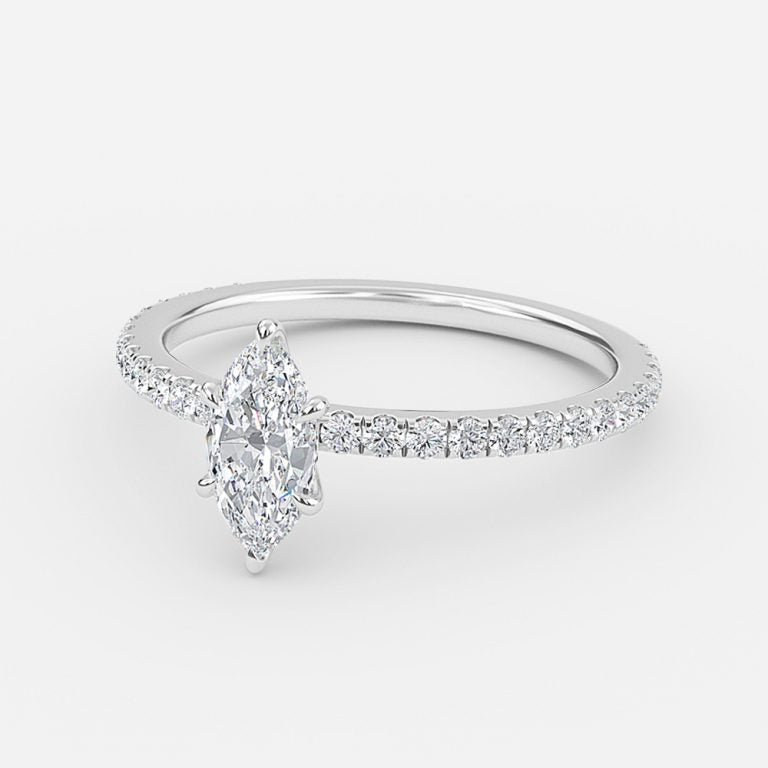 Vinston Marquise Diamond Band Engagement Ring 14K / 18K Solid Gold