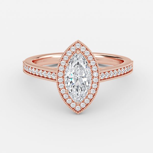 Flswin Marquise Halo Engagement Ring 14K / 18K Solid Gold